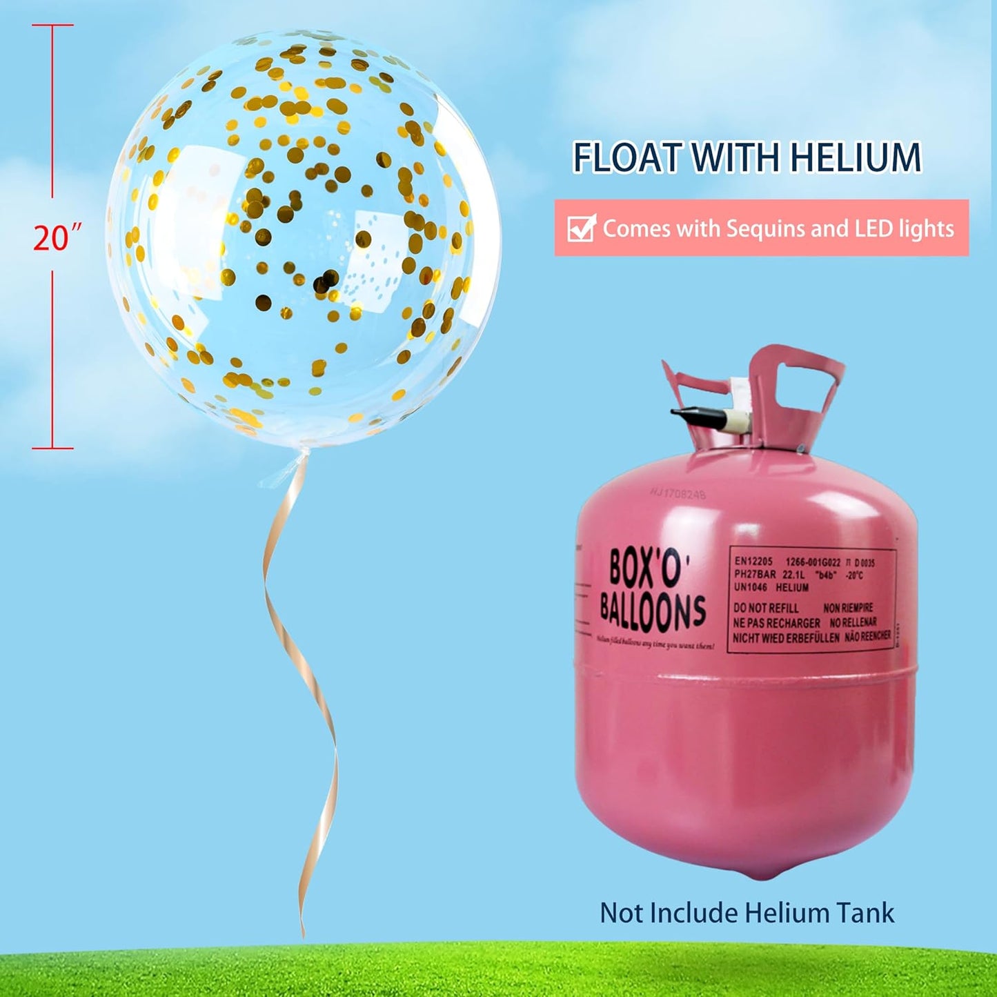 12 Pack Big Light Up BOBO Led Balloons with Sticks - Clear Balloons with Lights, Glow in the Dark, Flicker in the Daylight - Perfect Glow Party Supplies for Birthday, Wedding, Graduation, Multicolor