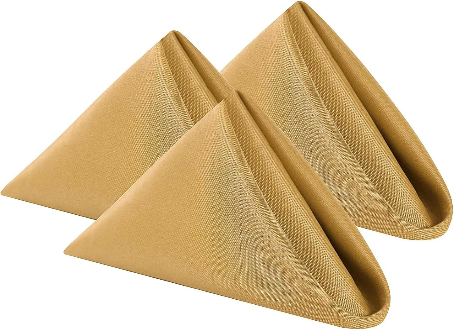 Cloth Napkins 20x20 inch Washable Polyester Dinner Napkins Soft Table Napkins for Wedding Party Dining Banquet(Gold,12PCS)