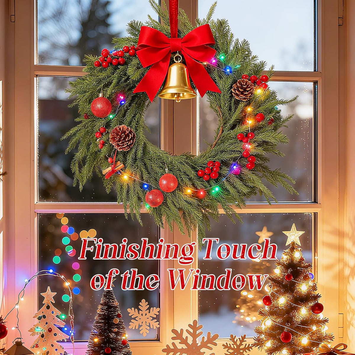 6ft Christmas Norfolk Pine Garland - Real Touch Artificial Greenery Cedar Garland for Xmas Fireplace Mantle Table Window Home Holiday Decoration
