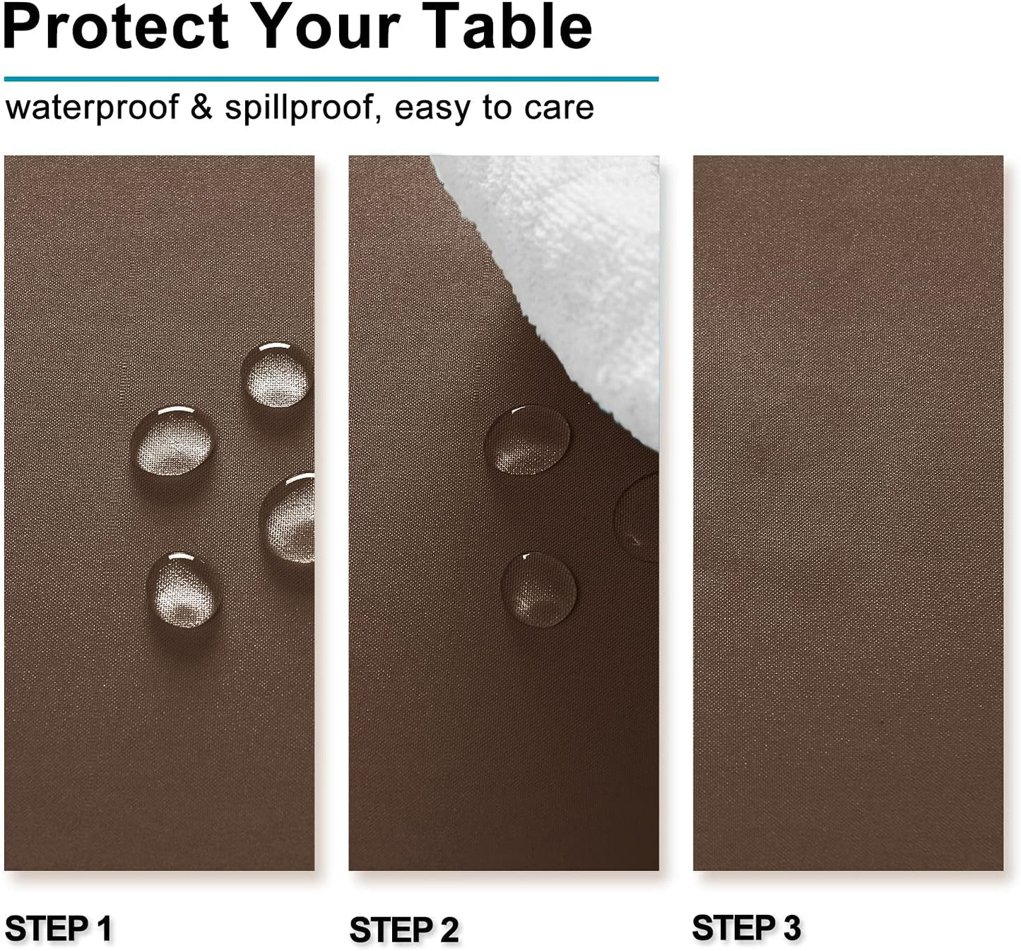 Hiasan Tan Rectangle Tablecloth - Waterproof Washable Polyester Fabric Table Cloth for Buffect Dining Birthday Party Wedding, 60 x 140 Inch
