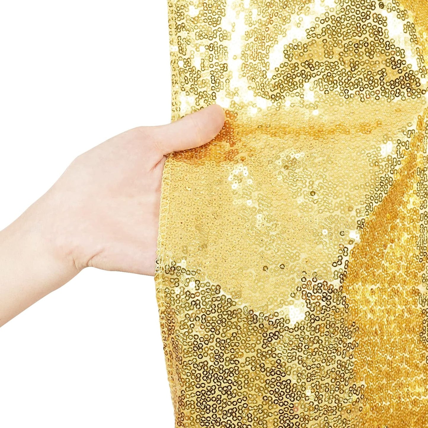 Poise3EHome 6Ft x 6Ft Gold Sequin Backdrop Curtain, Glitter Thick Satin Gold Background Drapes, Sparkly Opaque Photography Curtain, Sequence Xmas Thanksgiving Backdrop for Wedding Party Holiday Decor