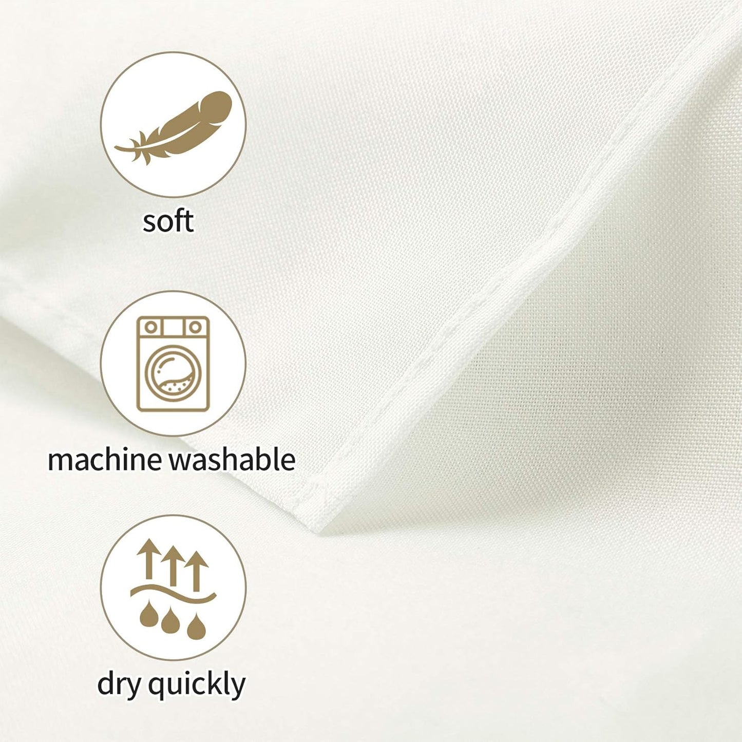 Ascoza 2pack 52x52 Inch Ivory Square in Polyester Fabric Tablecloth for Wedding,Banquet,Restaurant and Parties