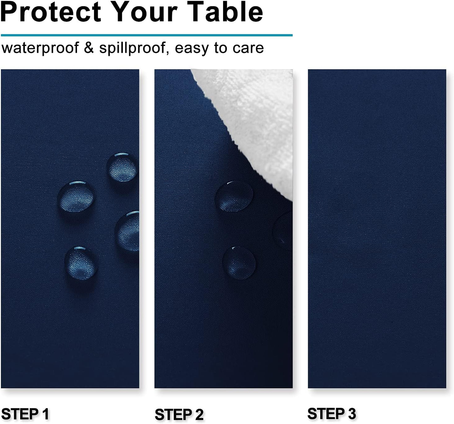Hiasan Small Tablecloth for Square Tables - Waterproof and Spillproof Washable Fabric Table Cloth for Dining Room Kitchen Party (Navy Blue, 40 x 40 Inch)