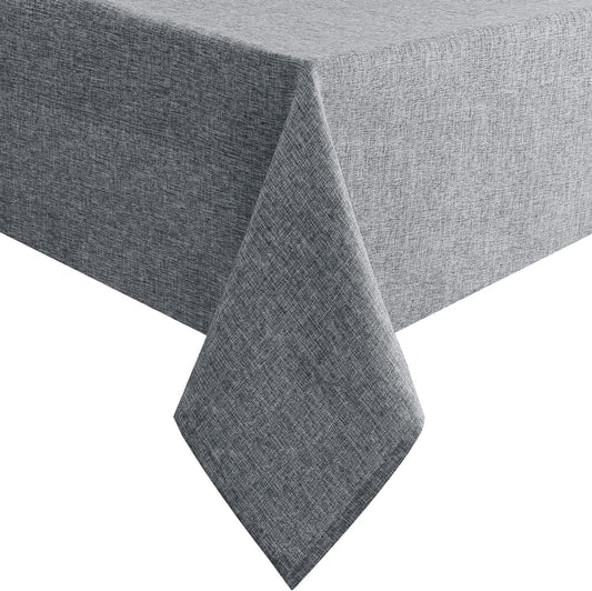 Hiasan Faux Linen Rectangle Tablecloth - Wrinkle and Stain Resistant Washable Table Cloth for Kitchen Dining Room Holiday Table Cover for Party Dinner, Grey, 54 x 108 Inch