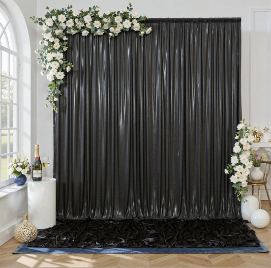 gogoparti 20x10FT Black Sequin Backdrop Curtain - 4 Panels of 5x10FT Wrinkle-Free Glitter Drapes for Photography, Birthdays, Weddings & Graduations