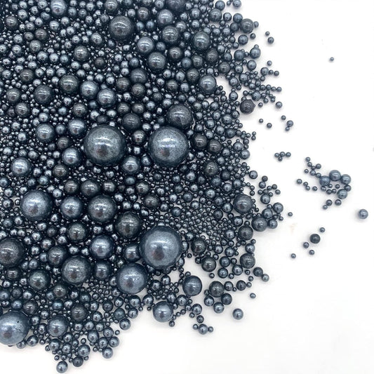 Weraru Edible Black Pearl Sugar Sprinkles Candy Mixing Size Baking Edible Cake Decorations Cupcake Toppers Cookie Decorating Celebrations Wedding Shower Party Chirstmas Supplies 130g/ 4.58oz