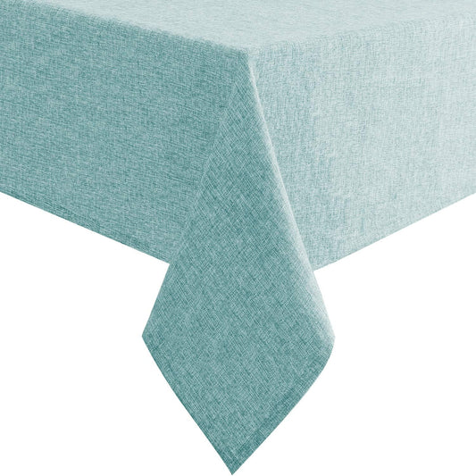 Hiasan Faux Linen Rectangle Tablecloth - Wrinkle and Stain Resistant Washable Table Cloth for Kitchen Dining Room Holiday Table Cover for Dinner, Aqua, 60 x 140 Inch