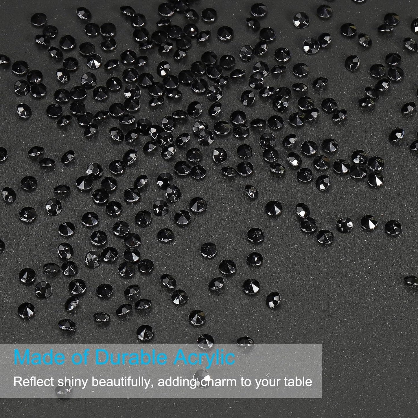 PATIKIL 10000 Pcs Wedding Table Scatter Confetti Crystals 4.5mm Acrylic Diamonds Vase Fillers Gems for Table Centerpiece Decorations Party Vase Beads, Black