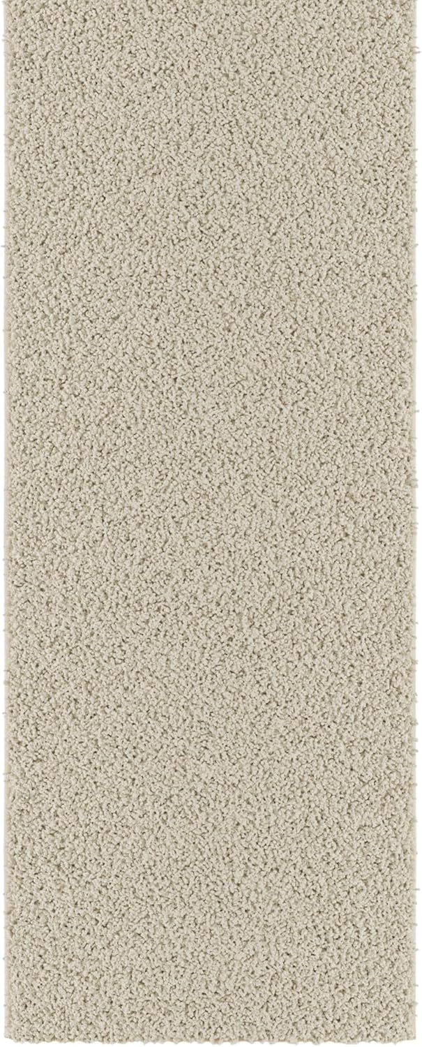Ottomanson 3' x 20' Shaggy Runner Rug - Plush & Cozy Non-Slip Carpet for Bedroom, Living Room, Bathroom & Entryway - Durable & High-Traffic Friendly for Hallways & Dorms, Cream
