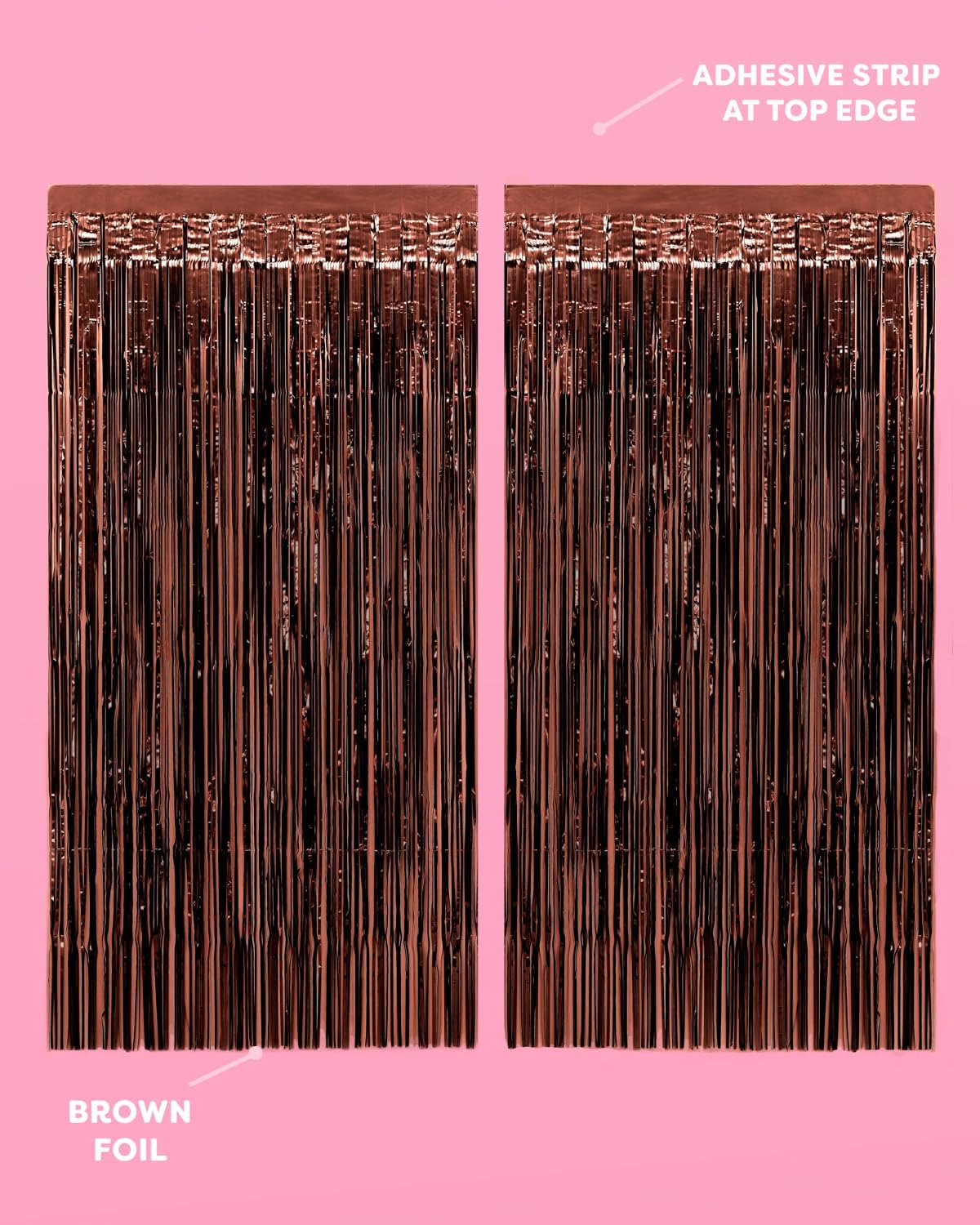 xo, Fetti Brown Party Curtain - Set of 2 | Espresso Martini Fringe, Bachelorette Decorations, Cute Birthday Photo Booth, Party Backdrop, Bday Supplies