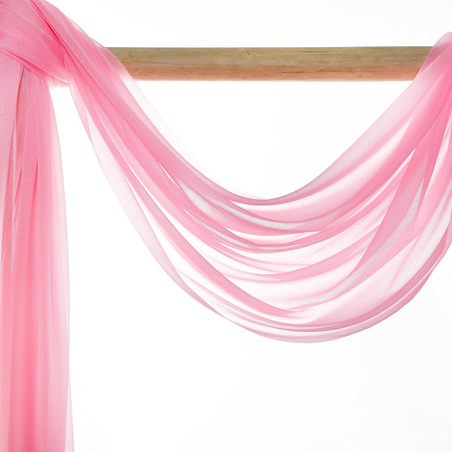 VDS Pack of 2 Panel (30 Inch X 100 Feet) Wedding Arch Draping Fabric Sheer Chiffon Fabric Drapery for Wedding Ceremony Reception Swag Backdrop Canopy Chuppah ARBO Altars Decoration (Coral)