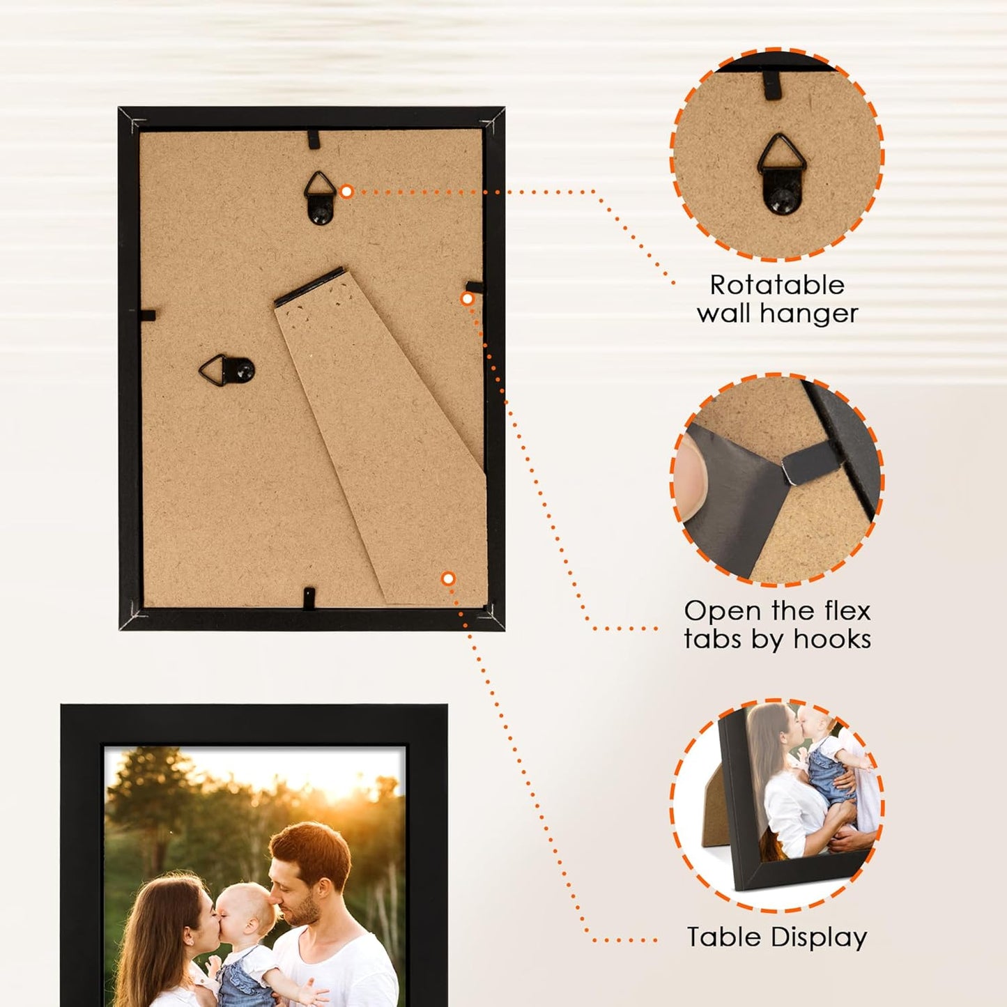 FIXSMITH 4x6 Picture Frame Set of 2, 4x6 Photo Frames with HD Plexiglass for Wall Hanging or Tabletop Display, Black