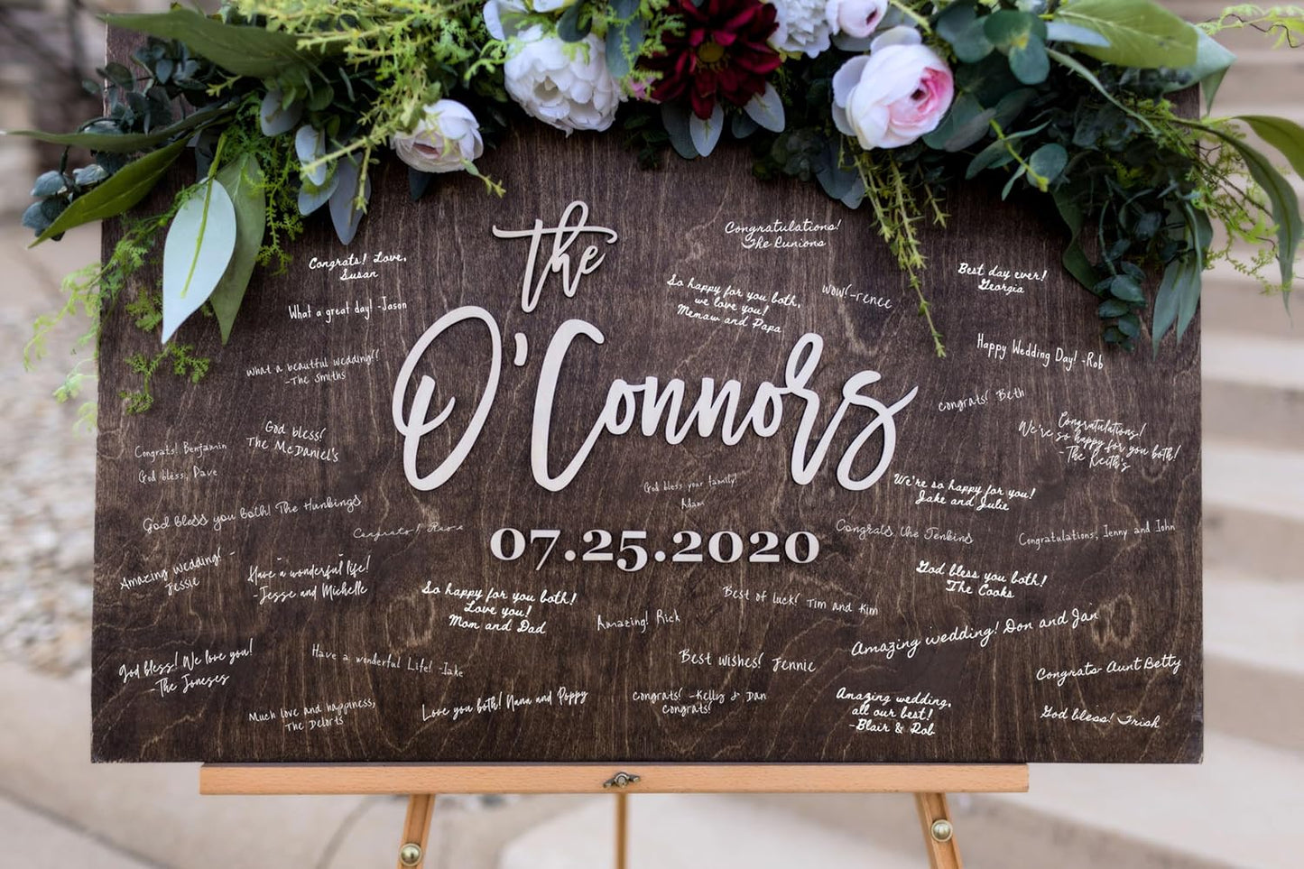 Personalized Last Name Guest Book, Unique Guest Book Sign, Custom Alternative Guest Book, Wooden Guest Book, Wedding Ceremony Guestbook Sign (Design 4)