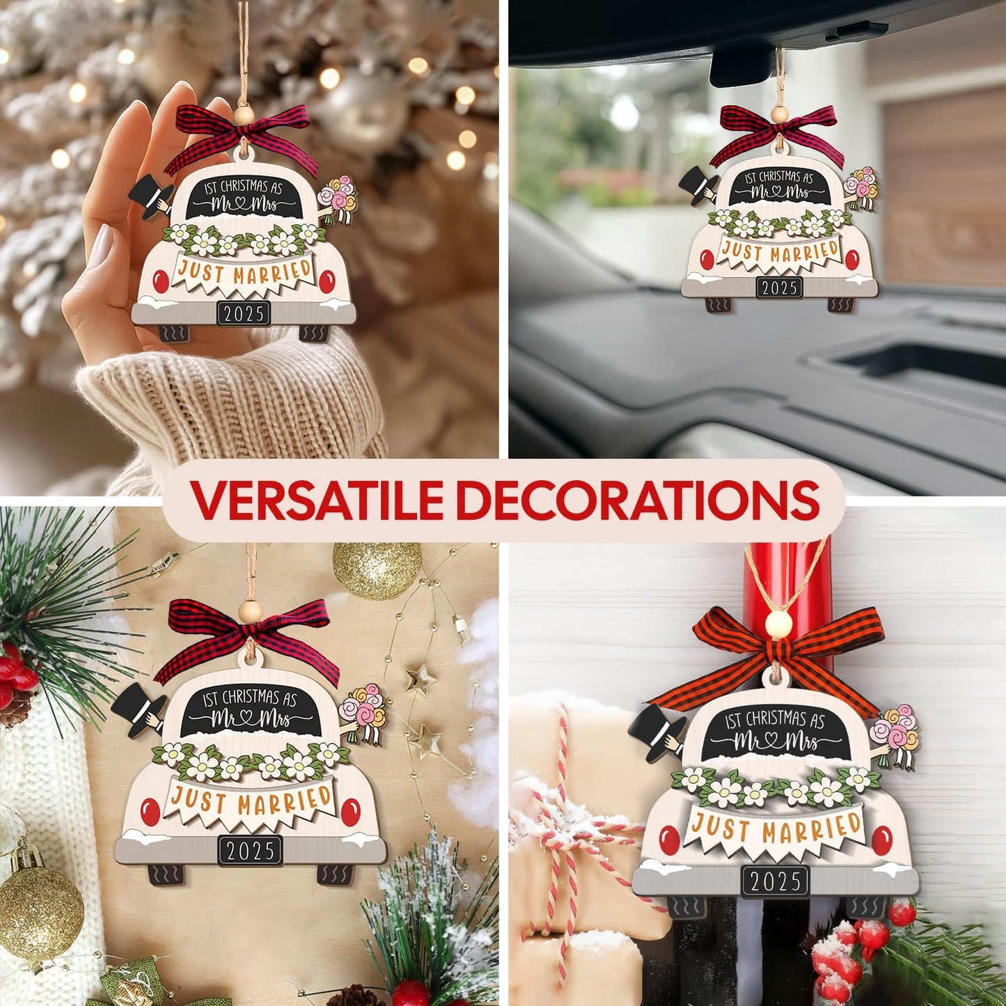 NewEleven Mr and Mrs Gifts - Wedding Gifts for Couples 2025, Just Married, Newlywed Keepsake - Wedding Ornament, Meaningful Gift from Friend, Family - Christmas Ornament