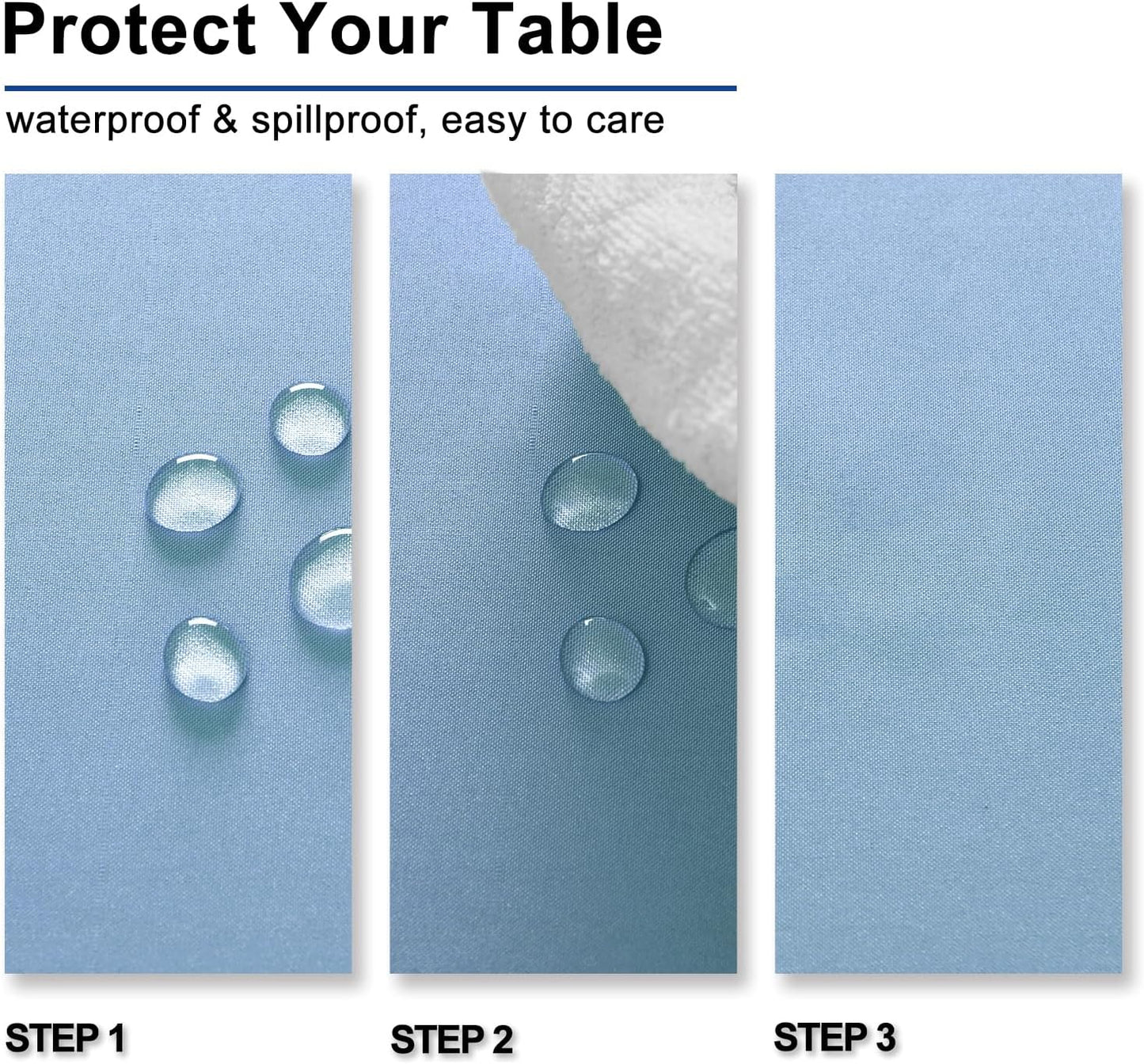 Hiasan Dusty Blue Rectangle Tablecloth - Waterproof Washable Polyester Fabric Table Cloth for Buffect Dining Birthday Party Wedding, 54 x 80 Inch