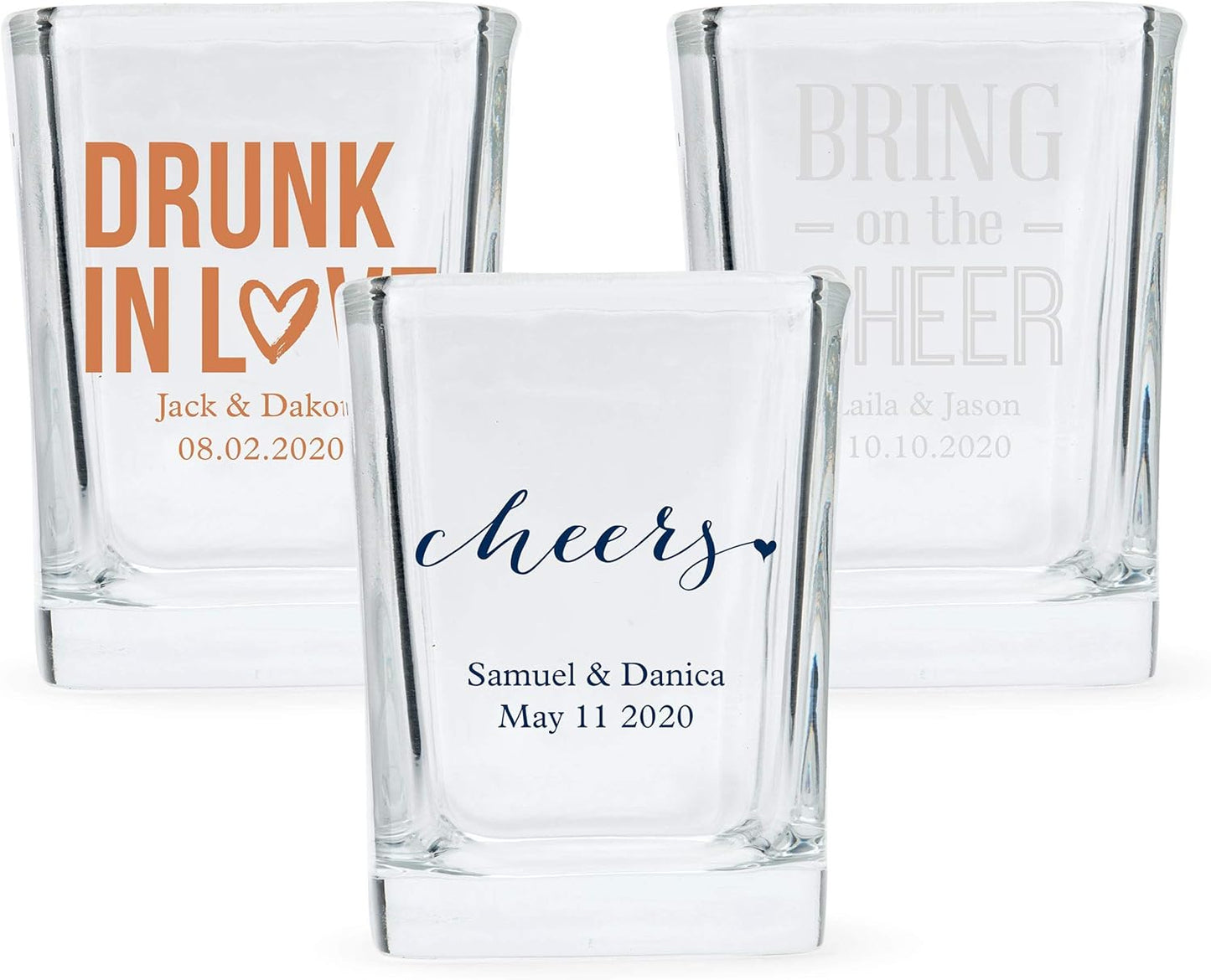 WEDDINGSTAR Personalized 2oz Square Shot Glass Customizable Full Color Print - 168 pack