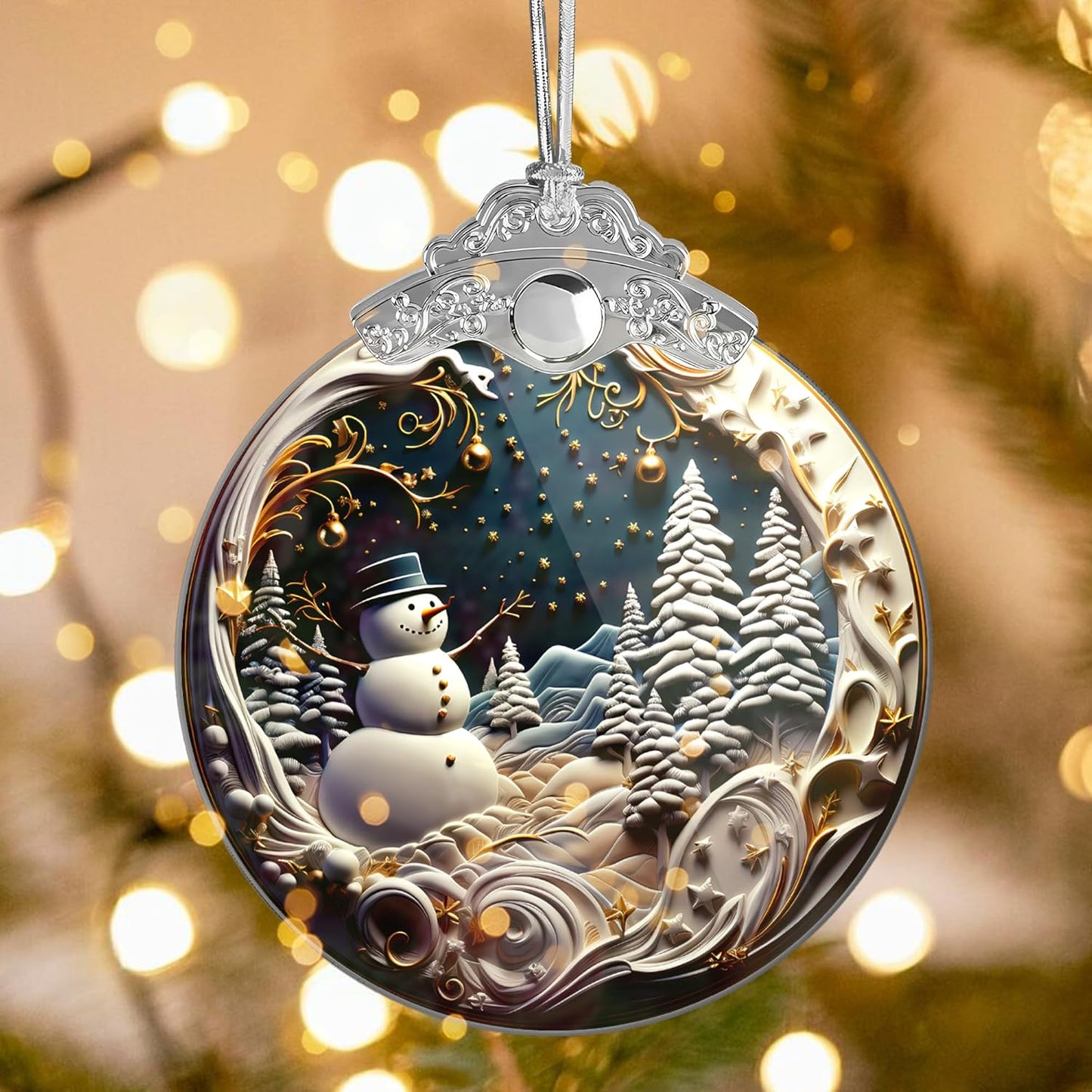 Christmas Ornaments 2025, Snowman, Unique Christmast Ornaments 4 Inch Acrylic Ornament Art, Holiday Decoration, Car Interiors Decors, Christmas Decorations