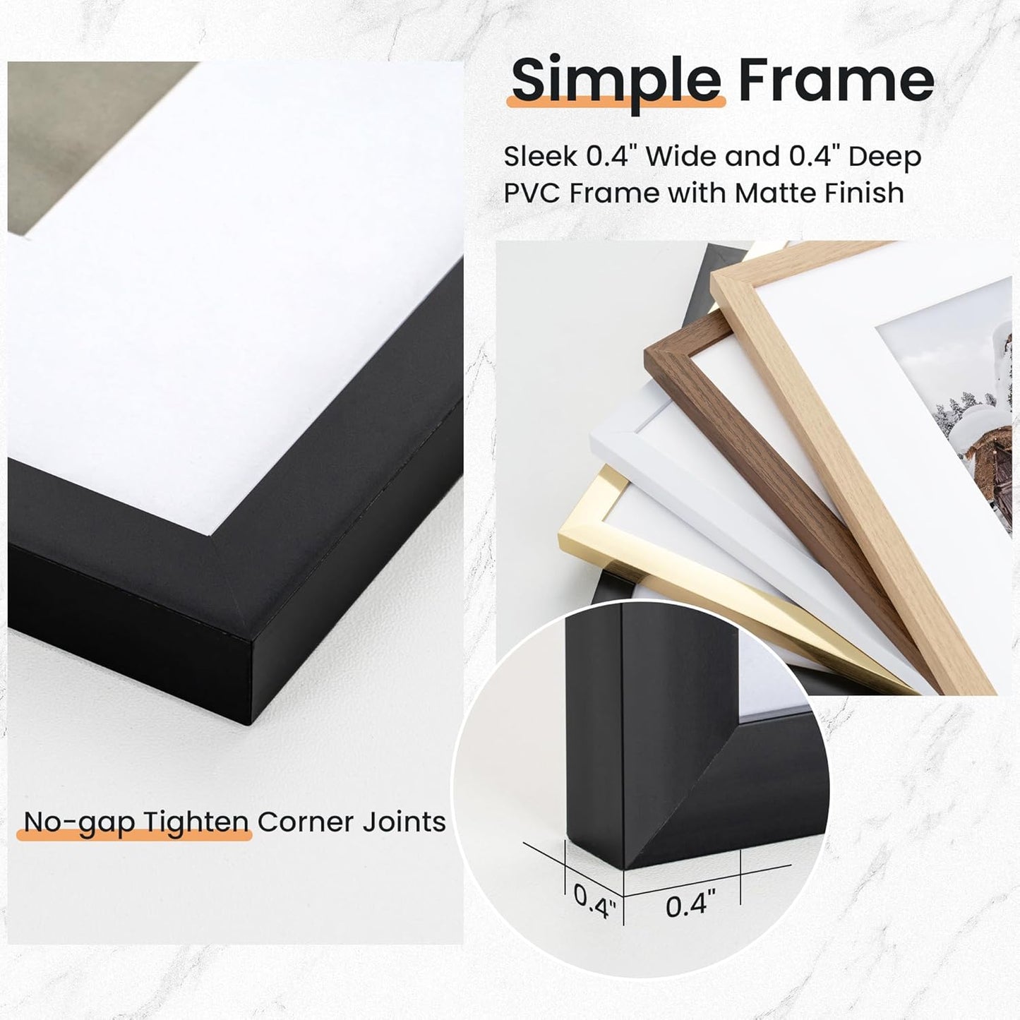 12x16 inch Picture Frame, 12x16 Photo Frames with Removable Mat - High Definition Plexiglass - Vertical and Horizontal Display - Wall Hanging Frame - Black, 5 Pack