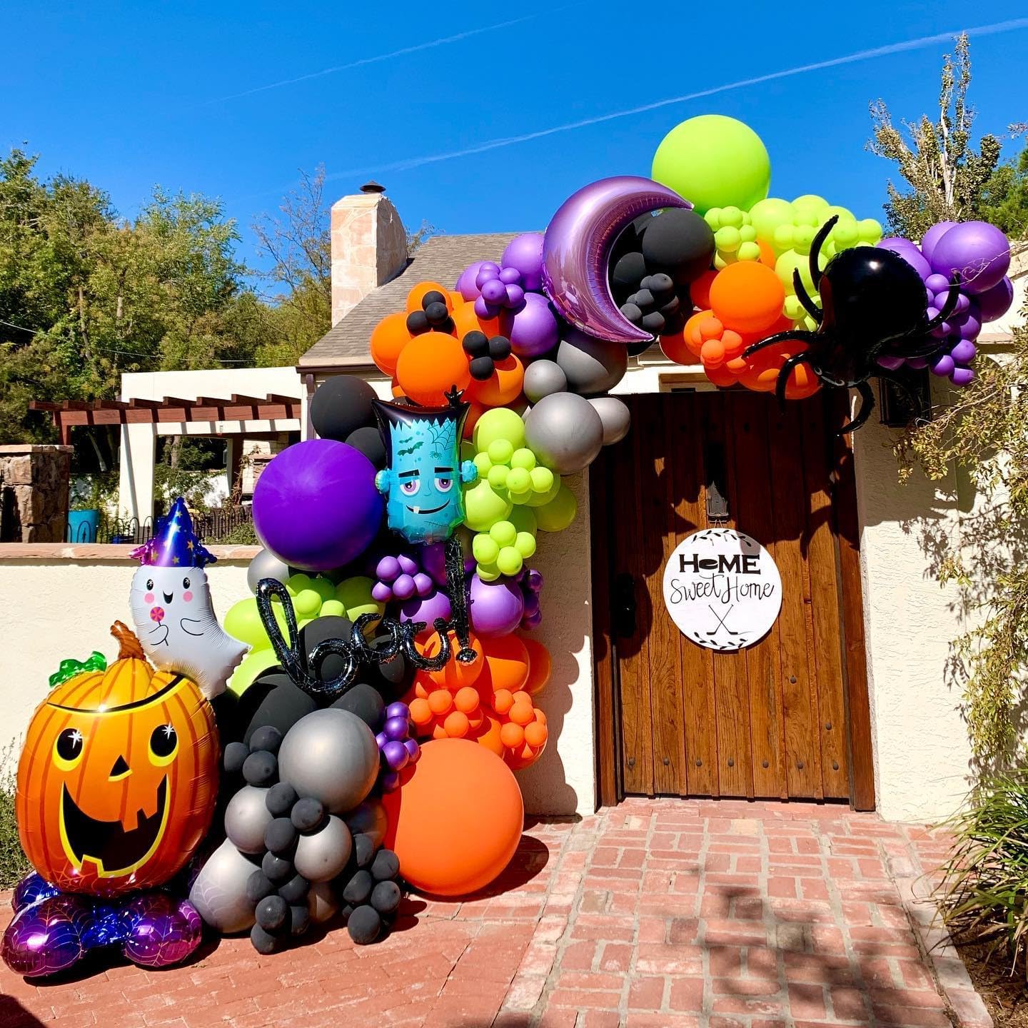 Halloween Balloon Arch Garland Kit, 124pcs Black Purple Orange Green Latex Balloons Arch for Birthday, Halloween Decorations