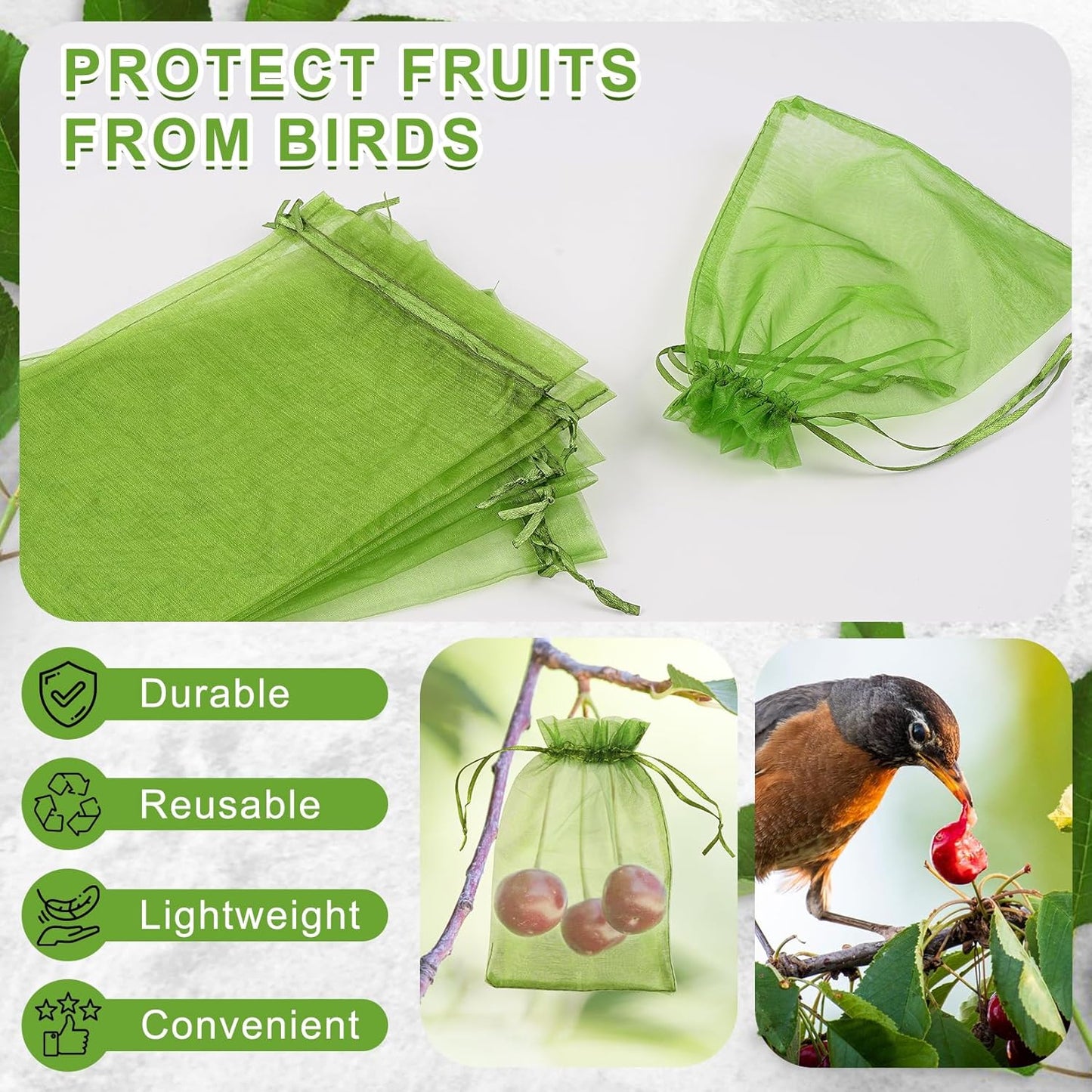 ANZNKU 50 Pack Organza Bags 4 x 6 inch Premium Sheer Drawstring Small Mesh Bag for Candy Jewelry Party Wedding Christmas Favor Gift Bag (Green)