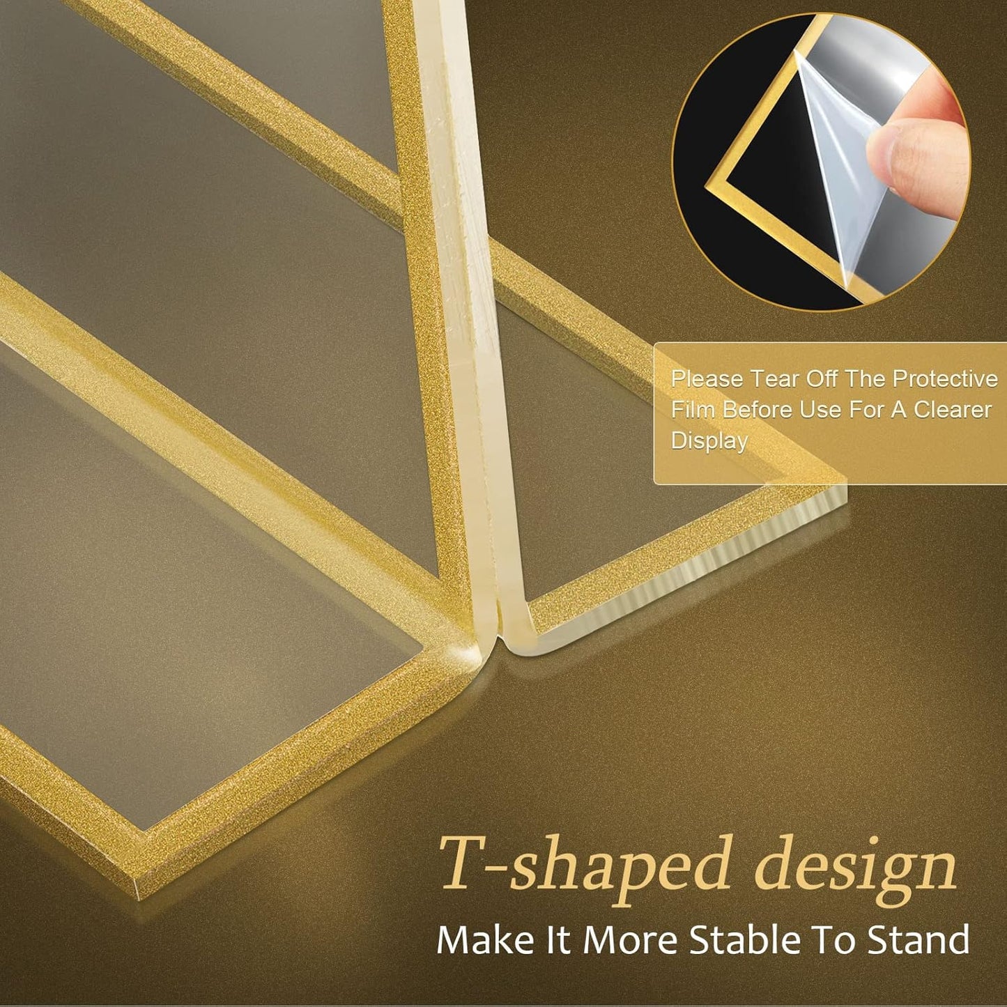 Hoteam 30 Pack 4 x 6 Clear Acrylic Sign Holder with Gold Borders, Gold Picture Frame, Double Sided Wedding Table Number, Acrylic Menu Stands for Wedding Table, Restaurant Sign, Photos