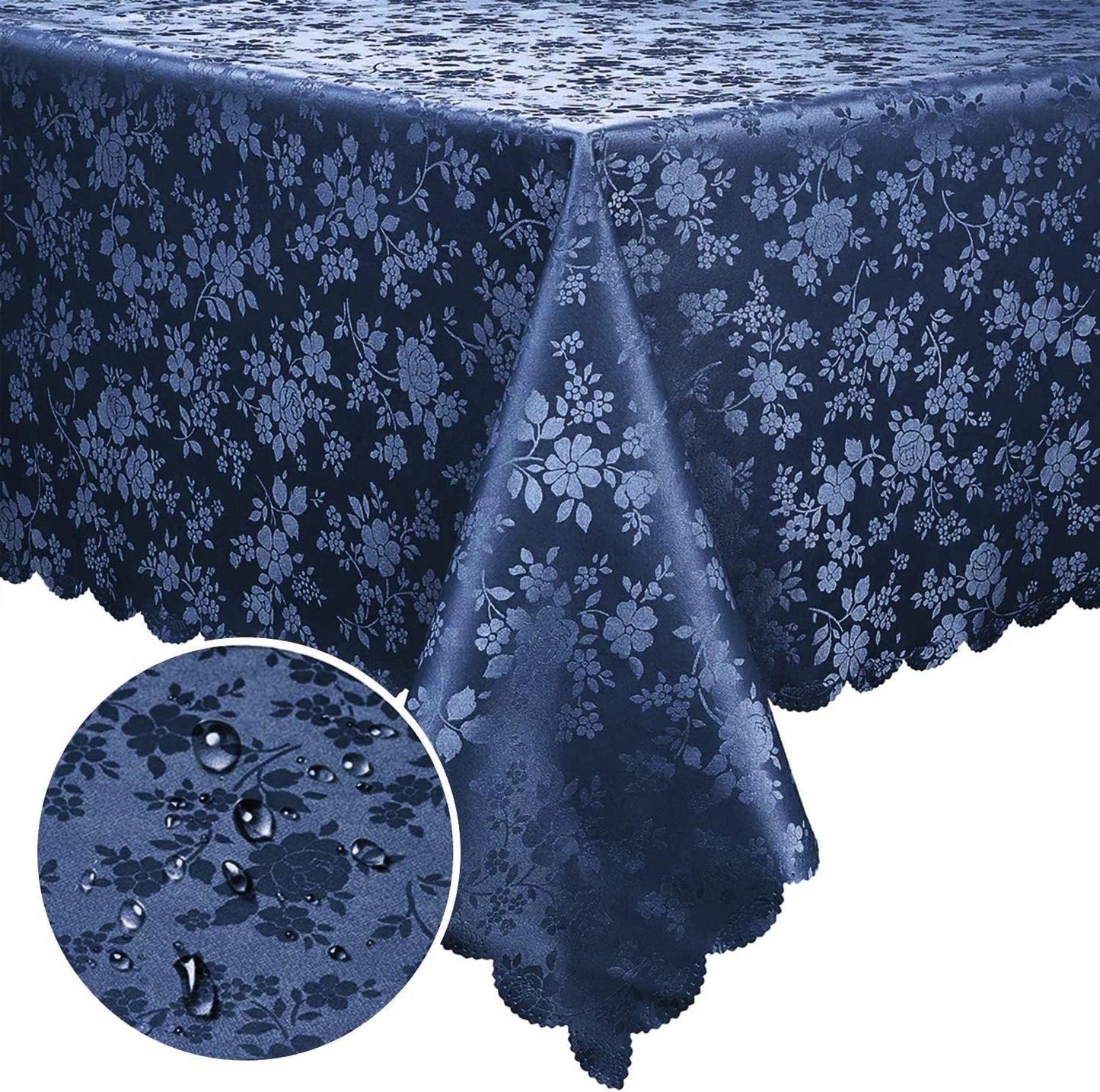 Smiry Rectangle Table Cloth, Waterproof Heavy Duty Vinyl Tablecloths, Wipeable Washable Table Cover for Kitchen and Dining Room (Navy Blue, 60" X 102")
