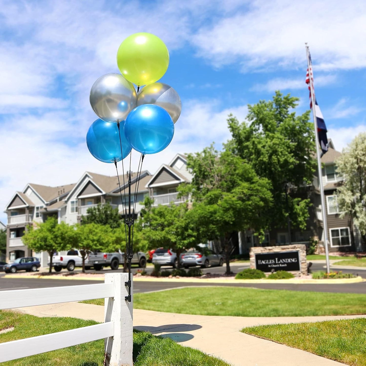 Weatherproof Reusable Balloon Cluster Kit – 5 Outdoor Balloons with Stand | Durable, Fade-Resistant, Wind-Resistant Balloons for Events, Car Dealerships, Parties & Grand Openings