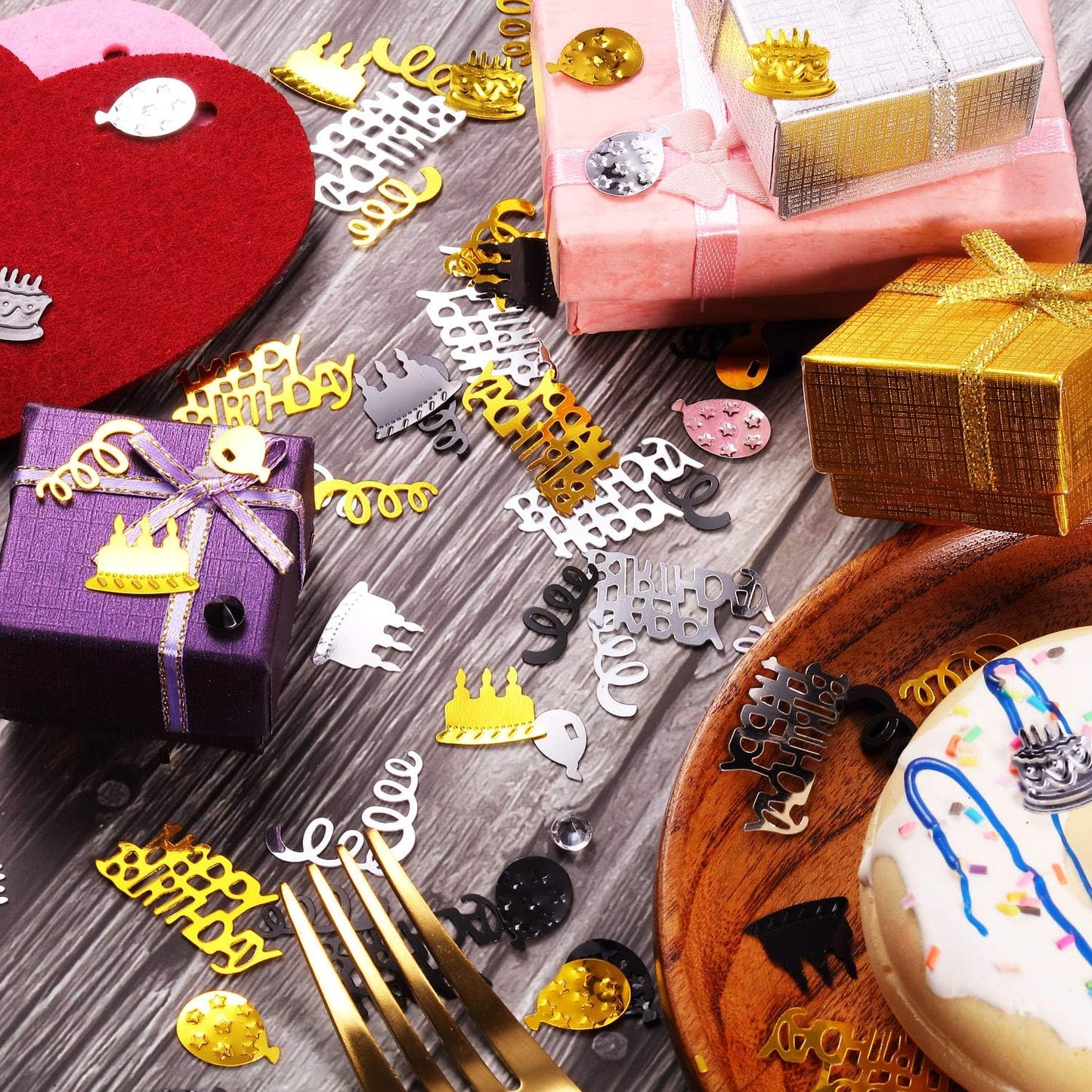 WILLBOND 3000 Pieces Happy Birthday Confetti Birthday Party Cake Confetti Metallic Foil Balloon Table Scatter Decorations for Carnival Baby Shower DIY Arts and Crafting