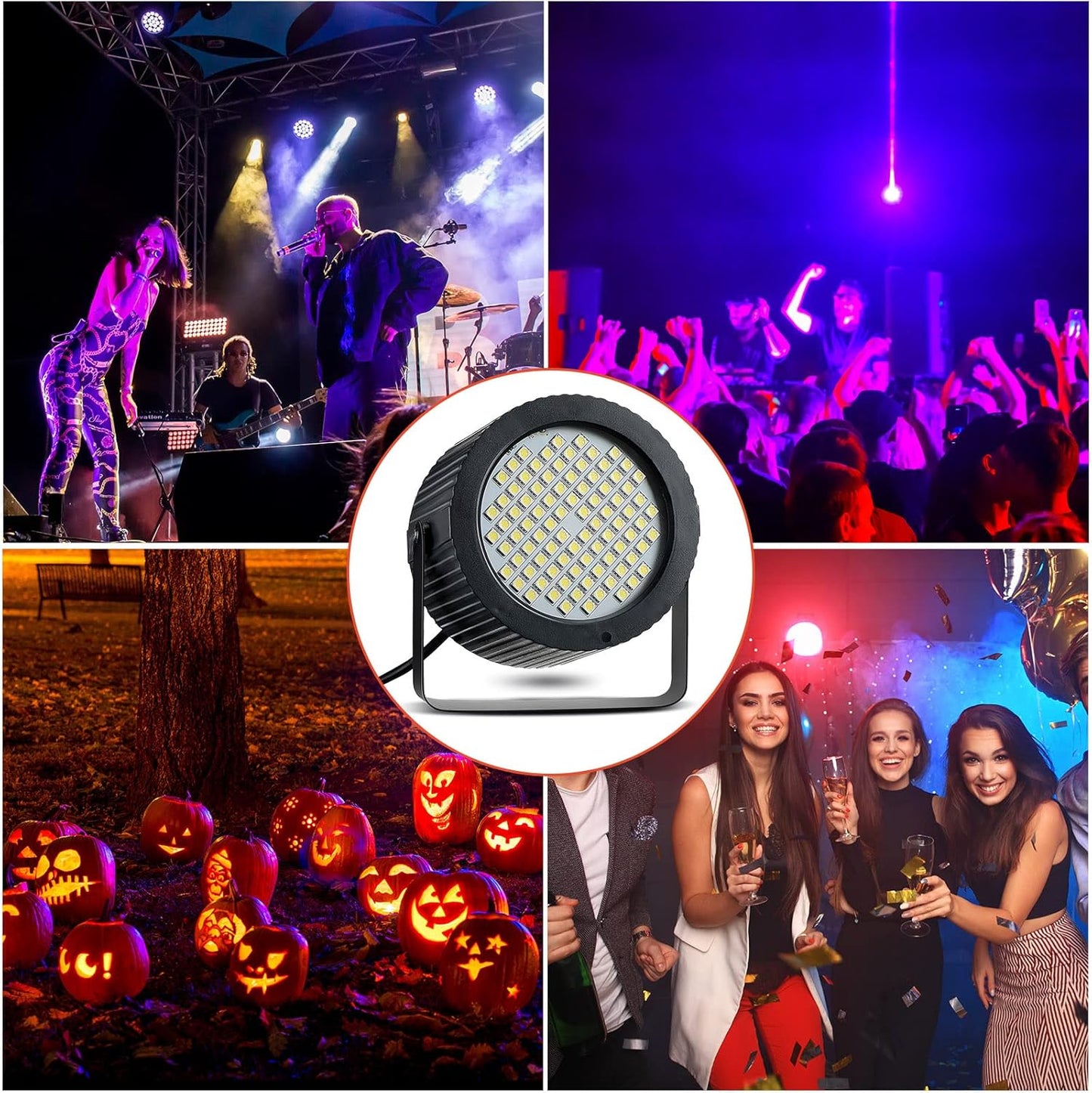 2 Pcs Bright White Strobe Light 88 LEDs Flash Party Lighting Speed and Sound Modes Flashing Lights Stage Lights for Christmas Easter Birthday Party Room Dance DJ Bar Karaoke Show Wedding