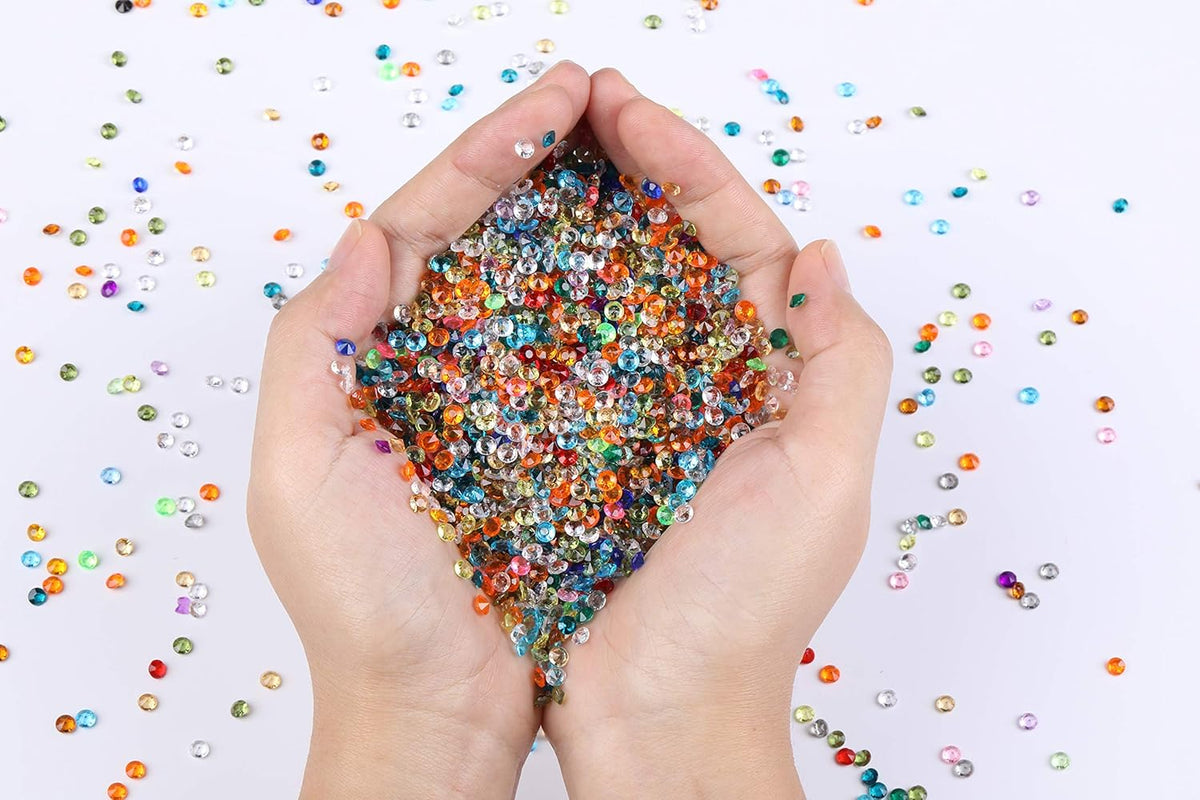 10000 pcs/Pack Wedding Table Scatter Confetti Crystals Acrylic Diamonds Vase Fillers 4.5 mm Rhinestones for Wedding, Bridal Shower, Vase Beads Decorations (Multi-Colored)
