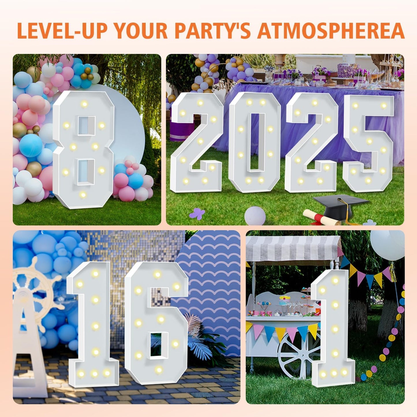 4FT Marquee Numbers 20, Large Light Up Numbers 20th Birthday Decorations for Girls Boys, Cardboard Number for Women Men Anniversary Party Decor Backdrop, DIY Foam Board Mosaic Number Sign