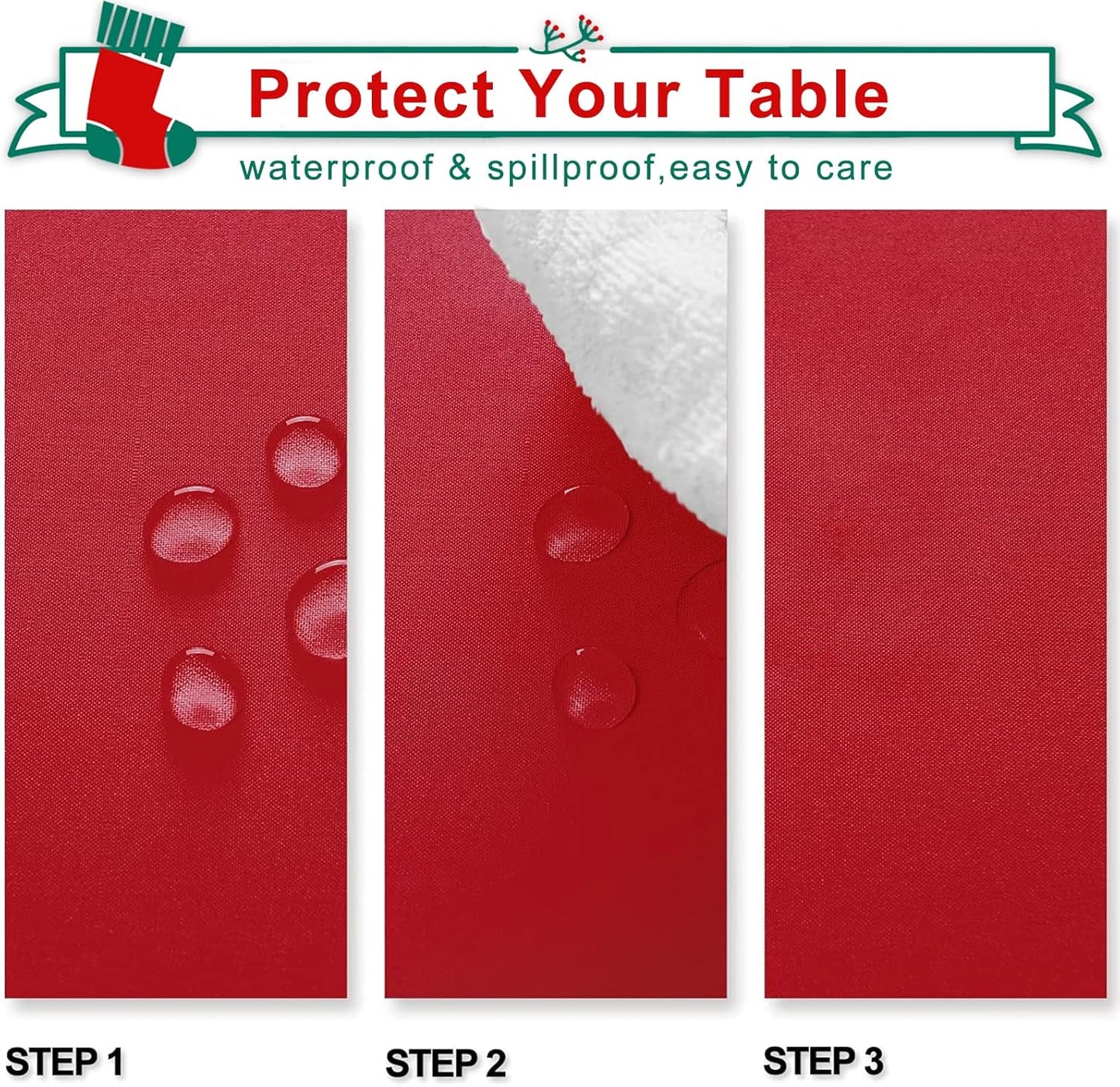 Hiasan Red Tablecloth Rectangle - Wrinkle Resistant and Waterproof Dining Room Washable Christmas Table Cloth, Polyester, 30 x 60 Inch
