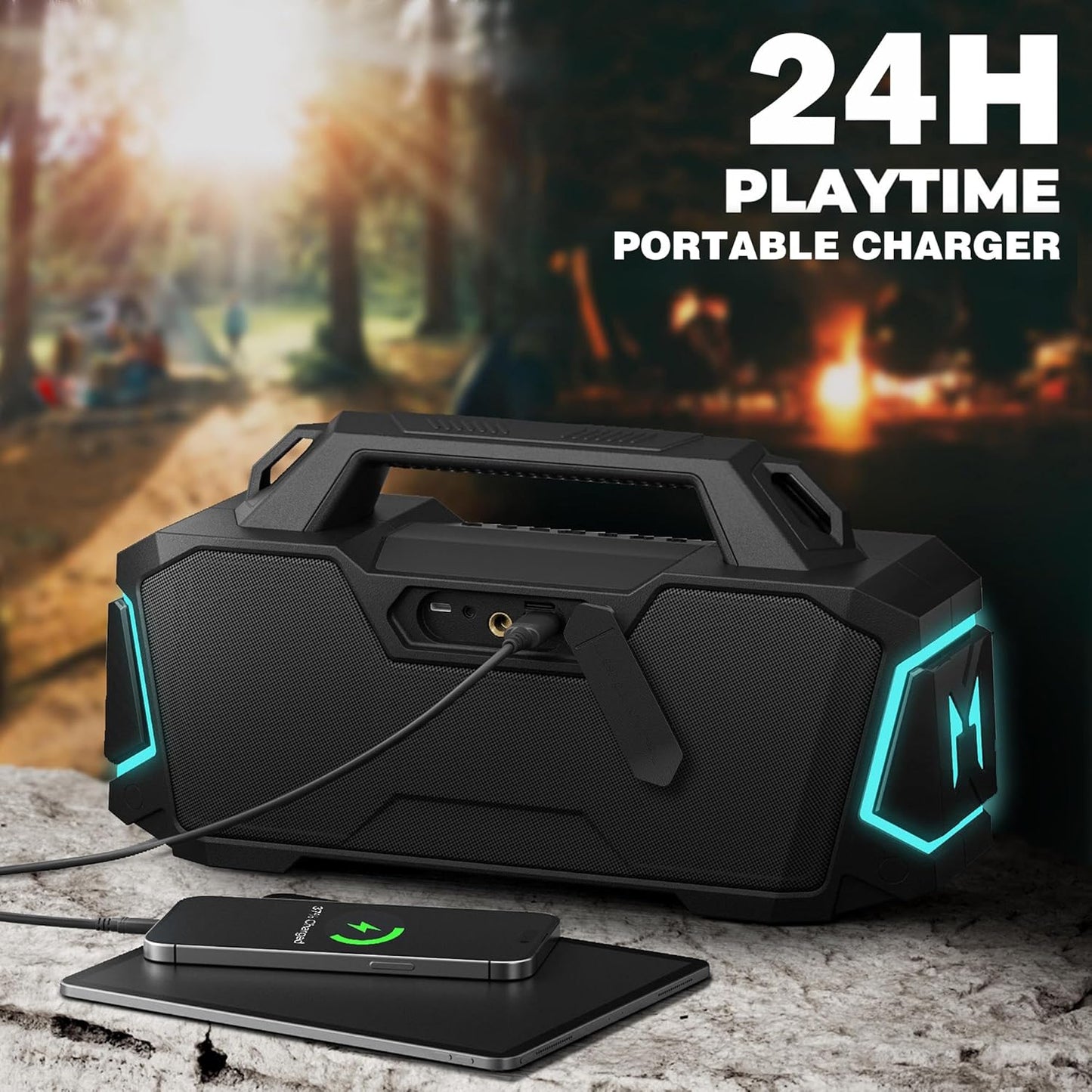 Bluetooth Speaker,Musibaby M1 Portable Bluetooth Speakers:Loud Stereo Sound with Subwoofer,Deep Bass,IPX6 Waterproof,Wireless Speaker with BT5.3,Dual Pairing,24H+ Playtime for Outdoor,Beach(Blk)