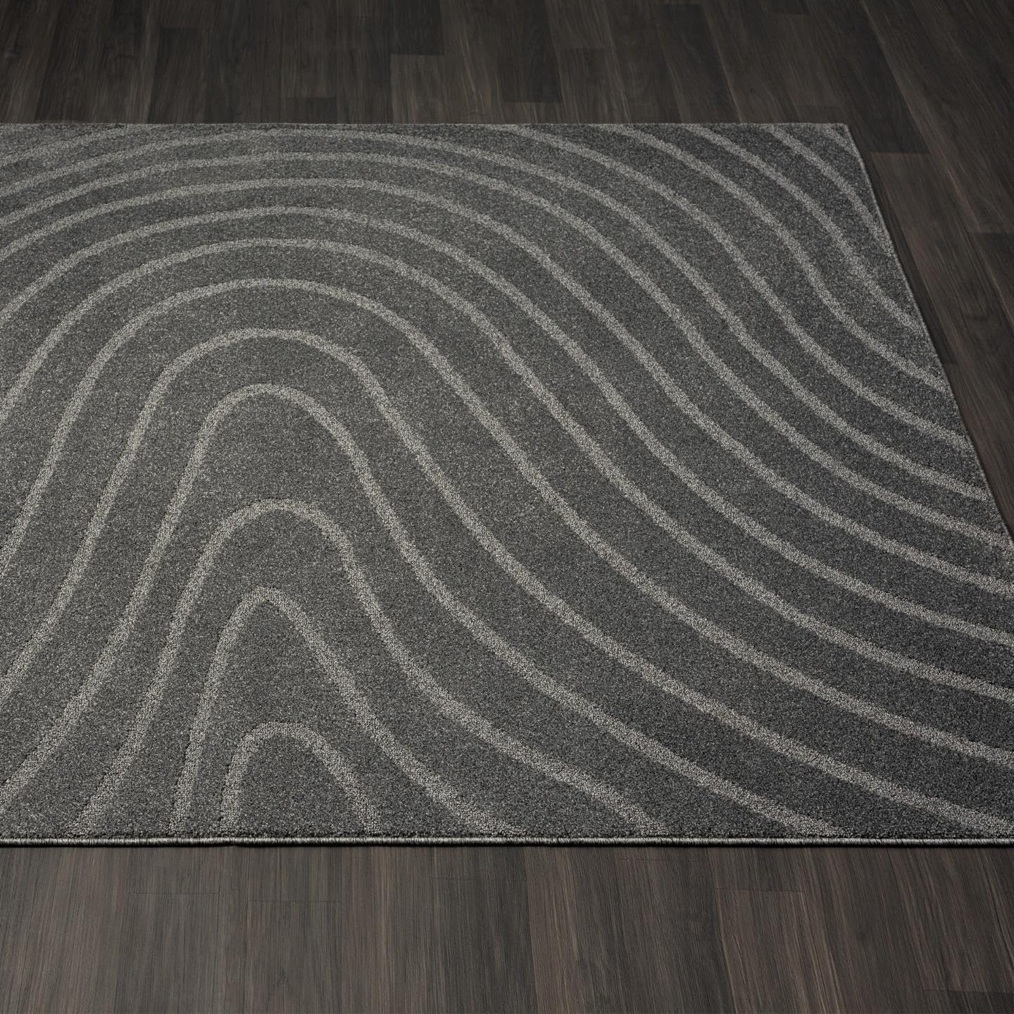 LUXE WEAVERS Modern Geometric Wave Anthracite 4x6 Area Rug