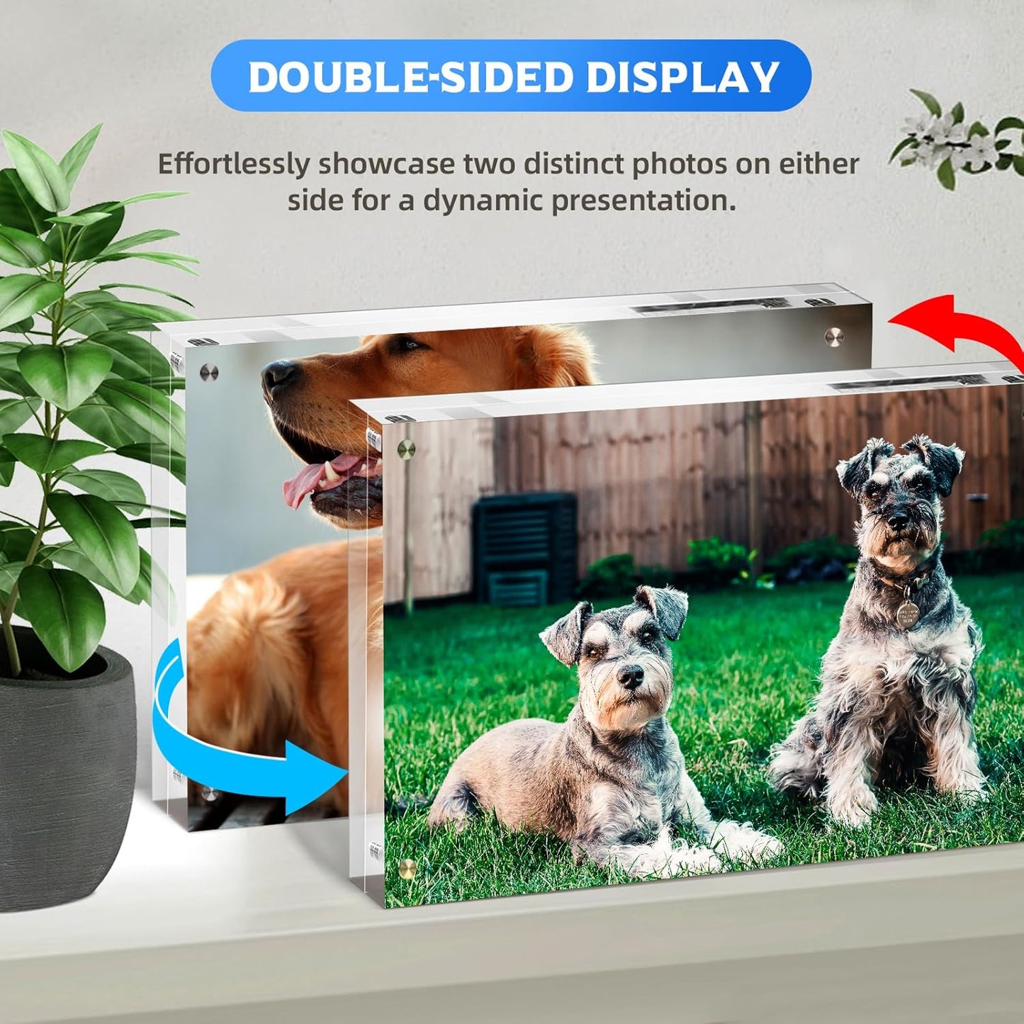 6 PACK Clear Acrylic Picture Frames 5x7 inch Vertical or Horizontal Stand-Up Desktop Table Top Acrylic Photo Blocks Frame Set with Heavy Magnetic Double-Sided Clarity - Ideal for Wedding,