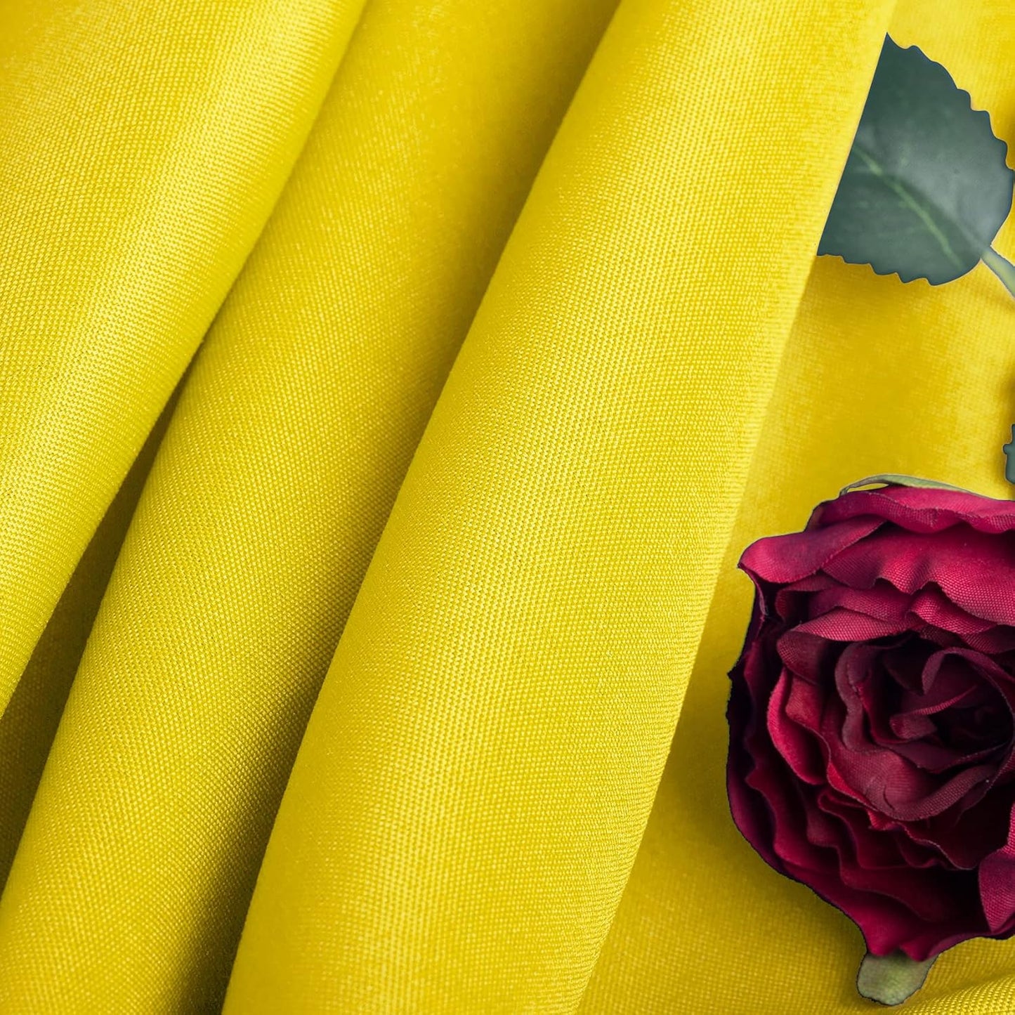 Ascoza 2pack 132 Inch Yellow Round Tablecloth in Washable Polyester Fabric for Wedding/Banquet/Restaurant/Parties…