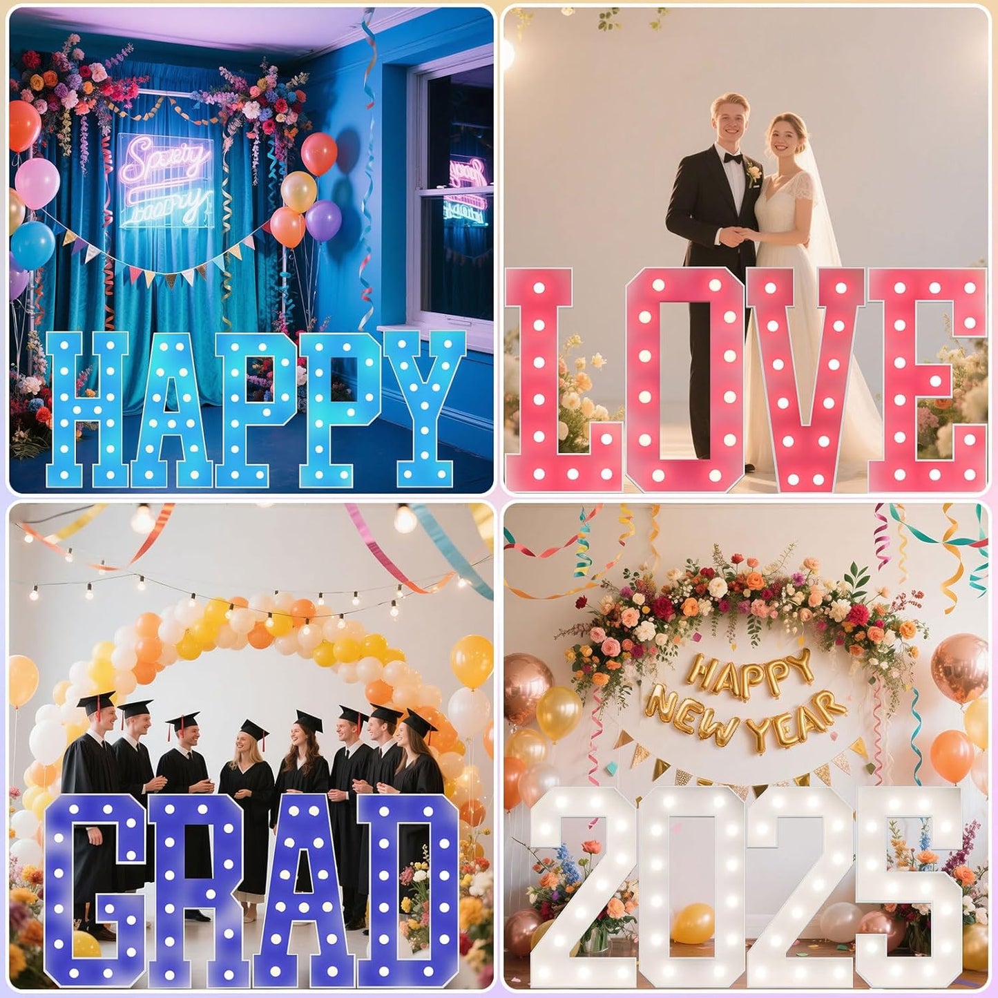 Ledido 4FT Marquee Light Up Letters, 34 Colors Changing Marquee Letter 4 Feet Tall with Remote, Big Letters for Party Wedding Graduation Birthday Decorations, Large Light Up Letter I