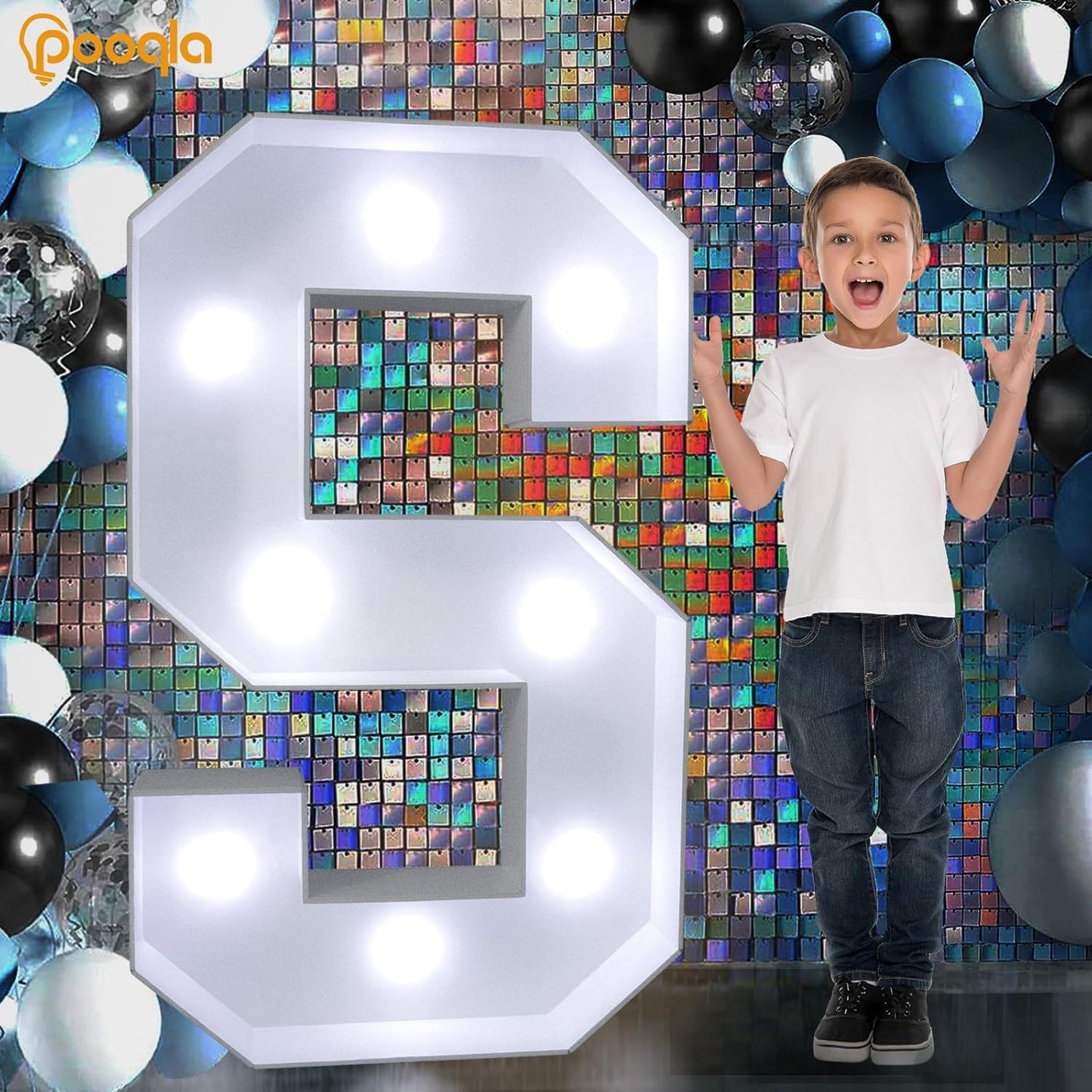Pooqla 3FT Marquee Light Up Letters, Cool White and Warm White LED Big Mosaic Marquee Letters 3 Feet, Giant Letter Sign for Balloons Birthday Anniversary Wedding Party Decoration, LED D