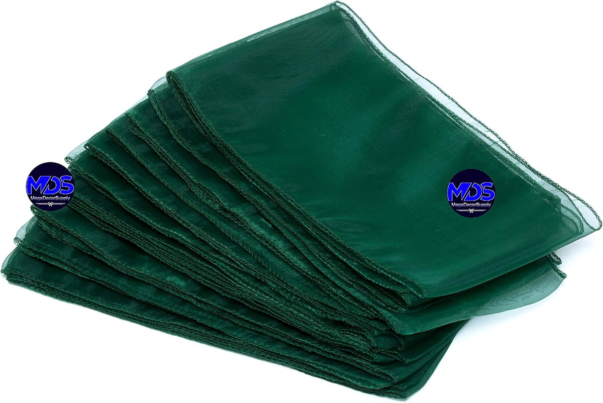 MDS Pack of 200 PCS Organza Chair Sashes Wider Dining Chair Bows Ribbon Tie Back for Wedding Party Birthday Bridal Shower Reception Event Banquet Home Chair Cover Decoration - Hunter Green