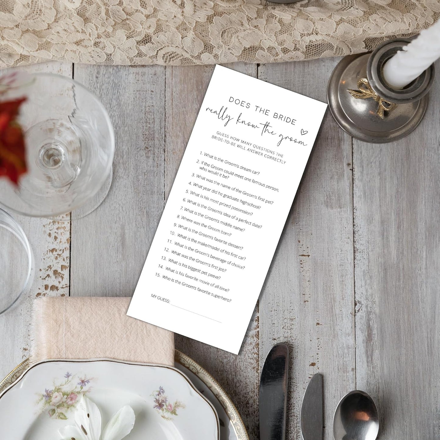 Bridal Shower Games, Does the Bride Really Know the Groom, 25Pcs 4x9inch Minimalist White Double-Sided Bridal Game Cards, Wedding Shower Games for Guests, Engagement Bachelorette Party Supplies - A13