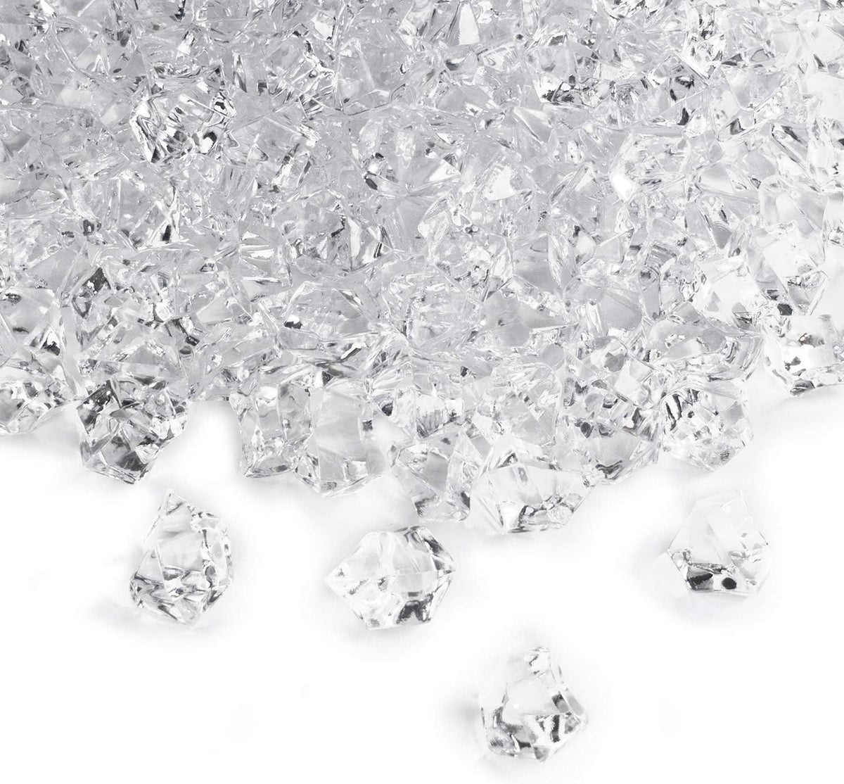 Super Z Outlet 3 Pound Bag Clear Fake Ice Cubes Acrylic Rock Diamond Crystals Treasure Crushed Gems for Vase Fillers, Table Scatter, Birthday Decoration Favor, Event, Wedding, Arts & Crafts