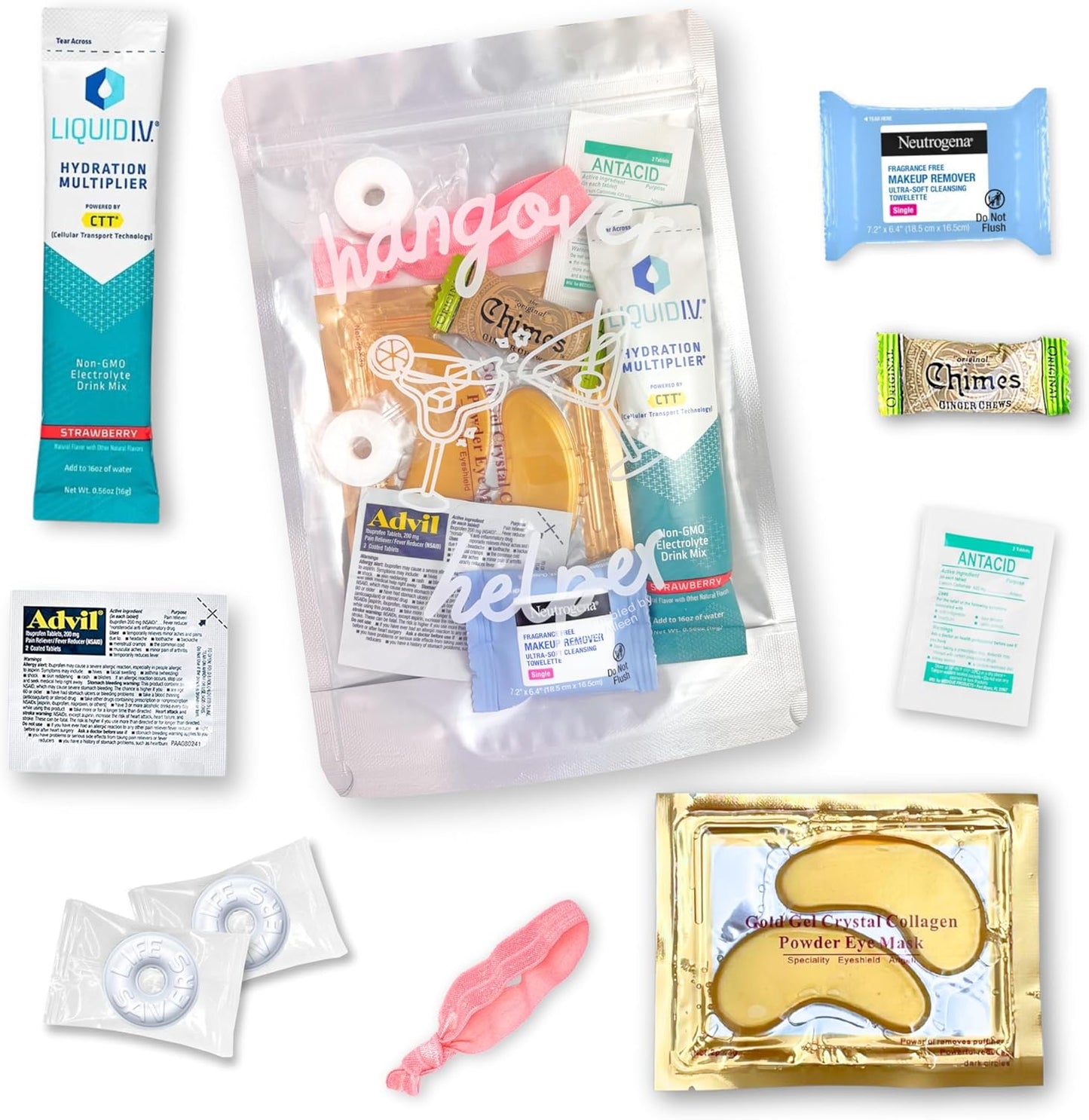 Hangover Kit (5 Pack) Pre Filled Party Favors, Goodie Bags, Gift for Bachelorette, Wedding, 21st Birthday, Girls Trip and All Celebrations