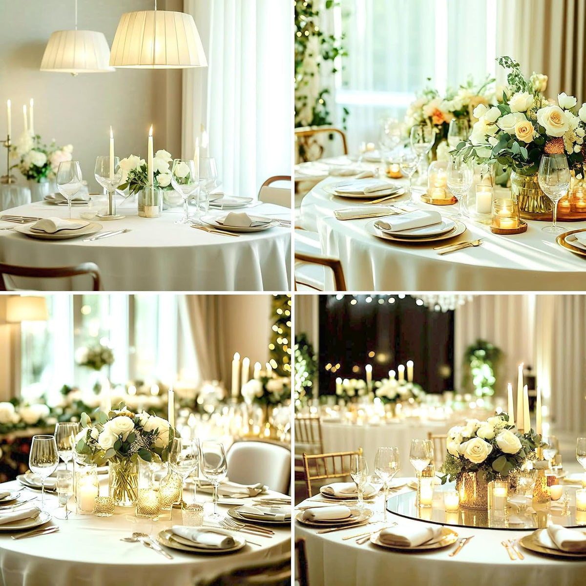 Round Tablecloth 120 Inch Tablecloth 8 Pack Ivory Table Cloths Washable Decorative Linen Polyester TableClothes Cover for Dining Table Banquets Buffet Parties and Wedding