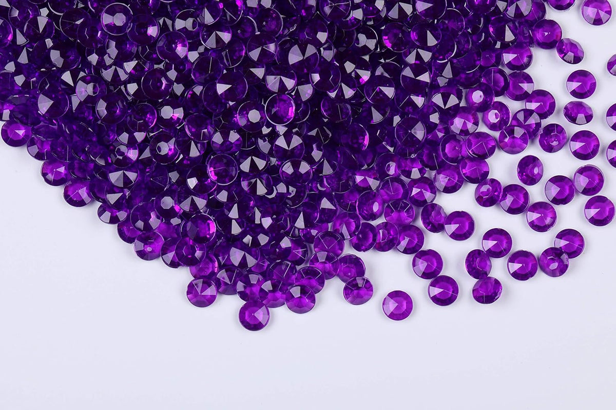 1000pcs/ Pack Wedding Table Acrylic Diamond Scatter Crystals Confetti Acrylic Gems Vase Fillers Rhinestones for Wedding, Bridal Shower, Vase Beads Decorations (12mm, Dark Purple)