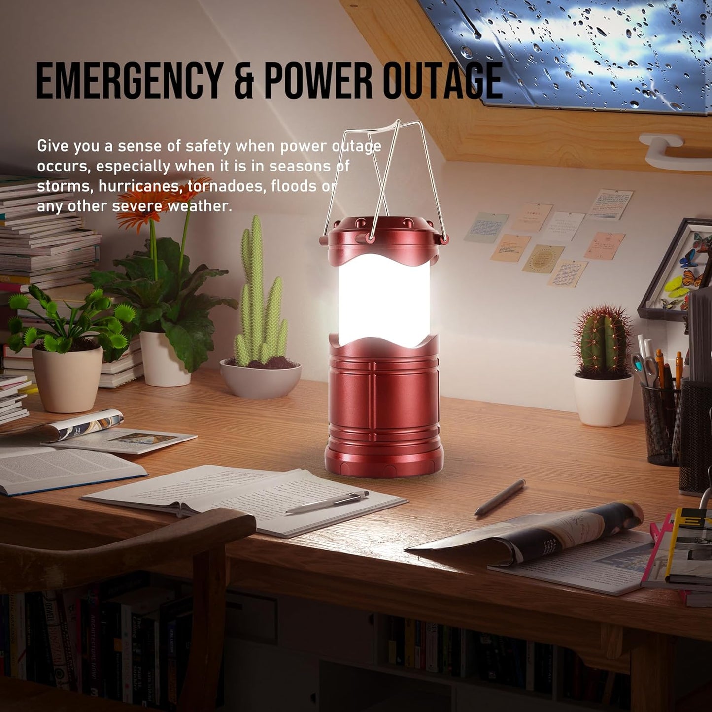 Lichamp LED Camping Lantern, 4 Pack Battery Powered Flashlight for Power Outages, Portable Collapsible Hanging Light Essential for Home, Outdoor, Emergency Lamp Survival Kit Gear for Hurricane,B4BD