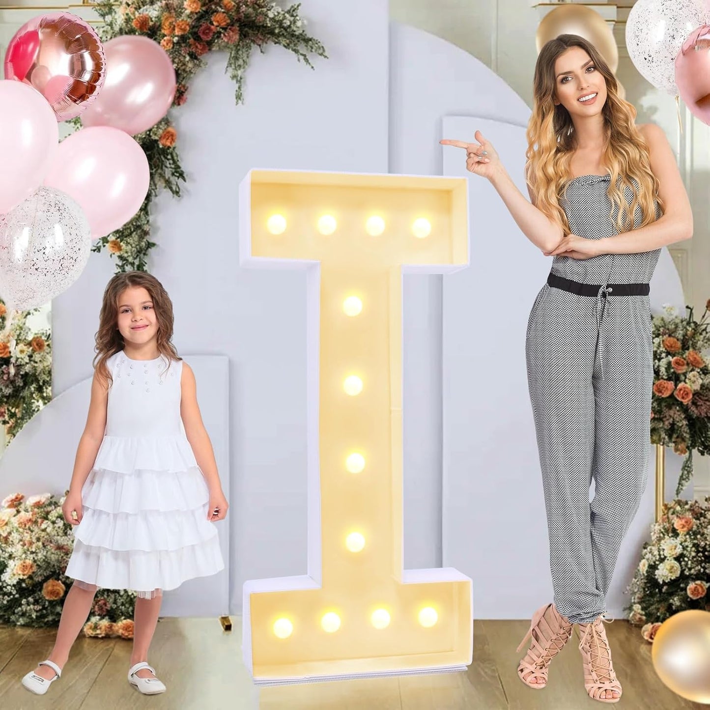 4ft Marquee for Letters I, Large Light up Letters, Multifunctional Large Marquee for Letters 4 Feet Tall for Party Decorations, Letter Balloons, Wedding Decor, Proposal Decorations (Letters I)