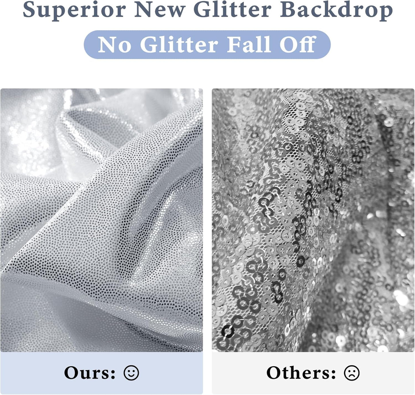 Outpain Thick 20 ft x 10 ft Silver Sequin Backdrop Curtain for Parties, Wrinkle Free Glitter Photo Backdrop Drapes 4 Panels 5x10ft Silver Back Drop Cloth for Wedding Christmas Photography Background