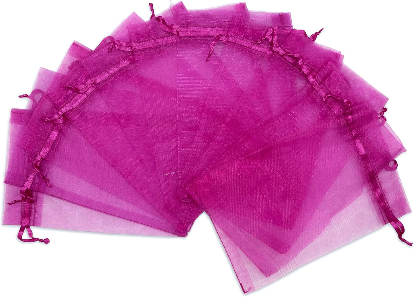 TheDisplayGuys 48-Pack 2" x 2-3/4" Hot Pink Sheer Organza Gift Bags with Drawstring, Jewelry Candy Treat Wedding Party Favors Mesh Pouch