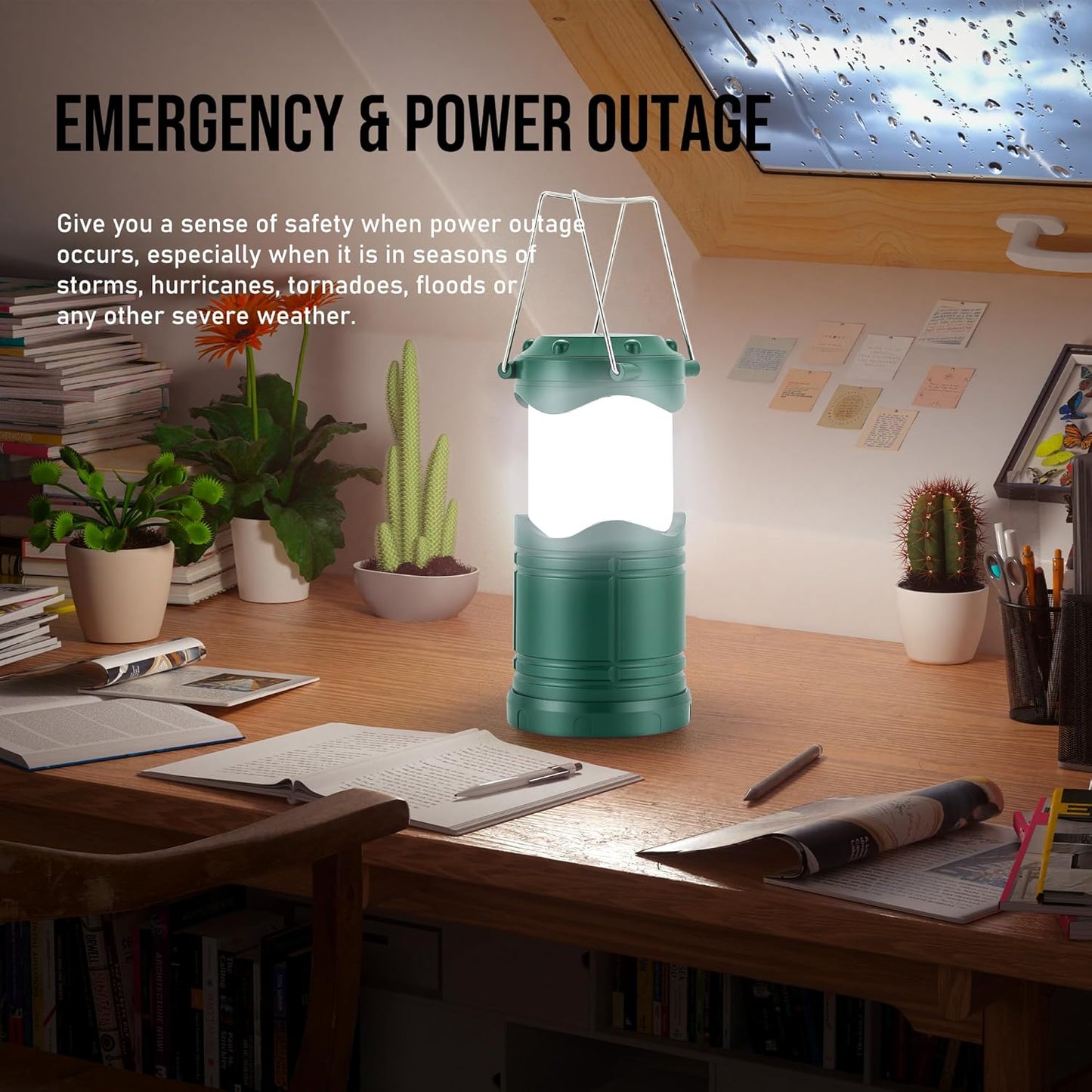 Lichamp LED Camping Lantern, 4 Pack Battery Powered Flashlight for Power Outages, Portable Collapsible Hanging Light Essential for Home, Outdoor, Emergency Lamp Survival Kit Gear for Hurricane, C5