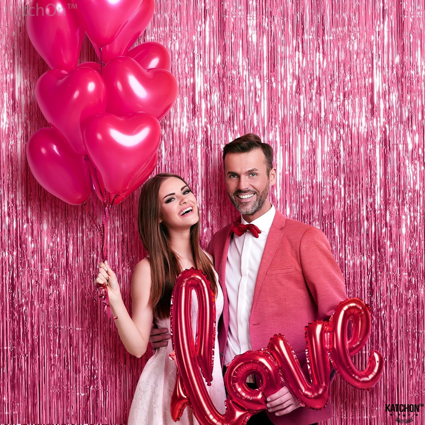 KatchOn, Pink Streamers for Pink Party Decorations - Pack of 2 | Fringe Backdrop for Birthday Decorations | Disco Party Decorations, Baby Shower, Bachelorette Party Decoration